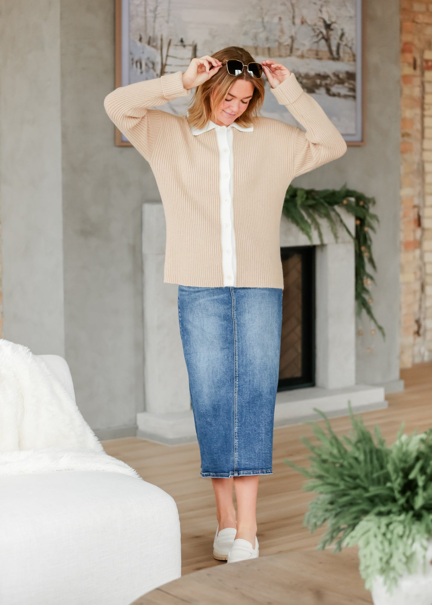 Herminie Two-Tone Button Up Cardigan - FINAL SALE