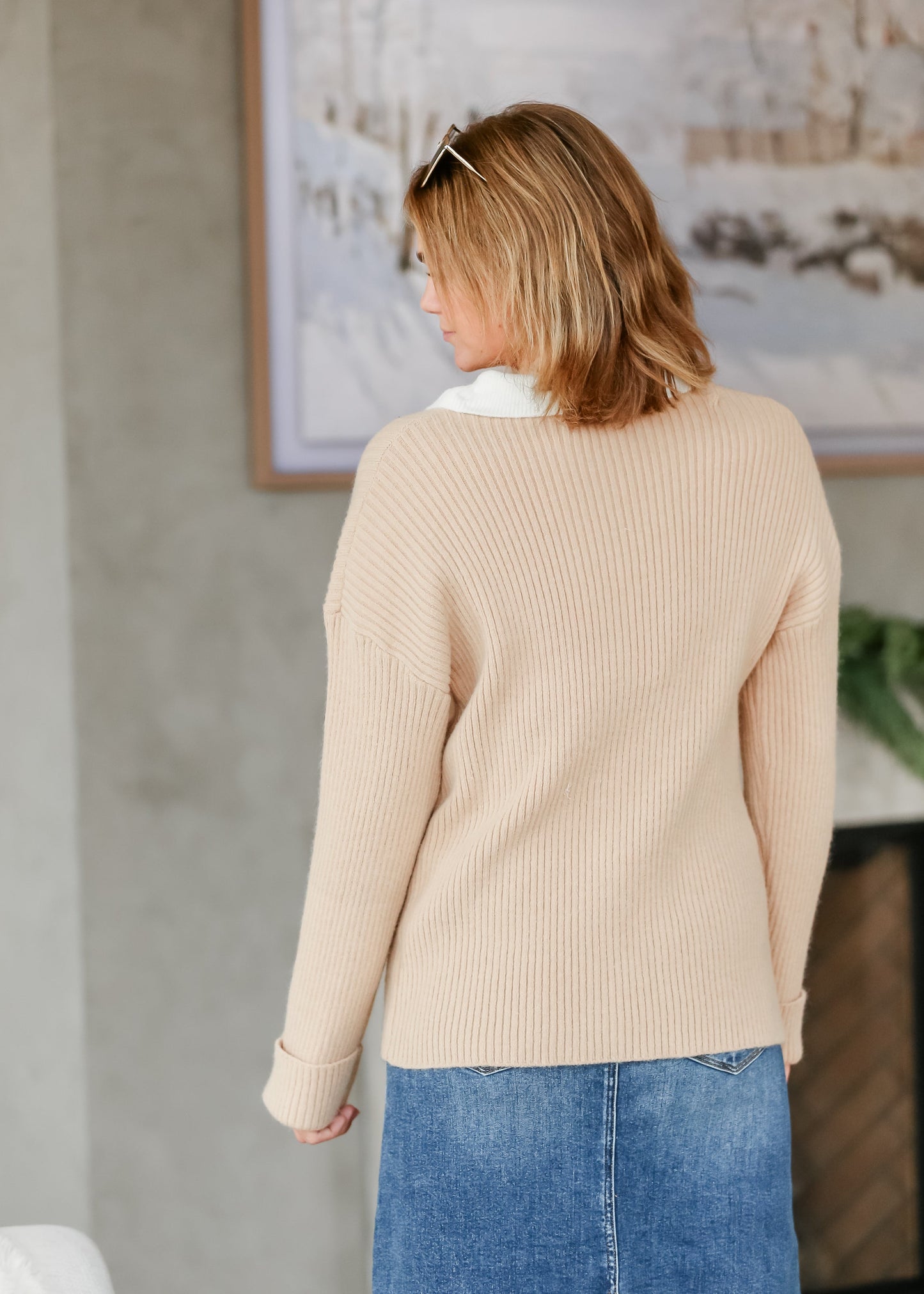Herminie Two-Tone Button Up Cardigan - FINAL SALE