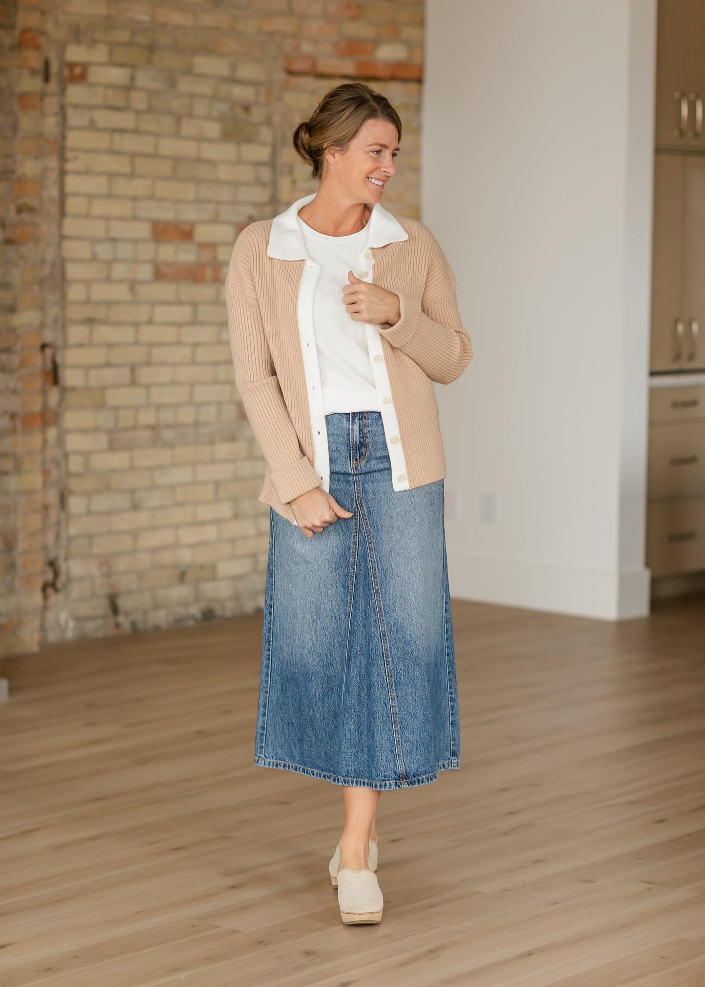 Herminie Two-Tone Button Up Cardigan - FINAL SALE