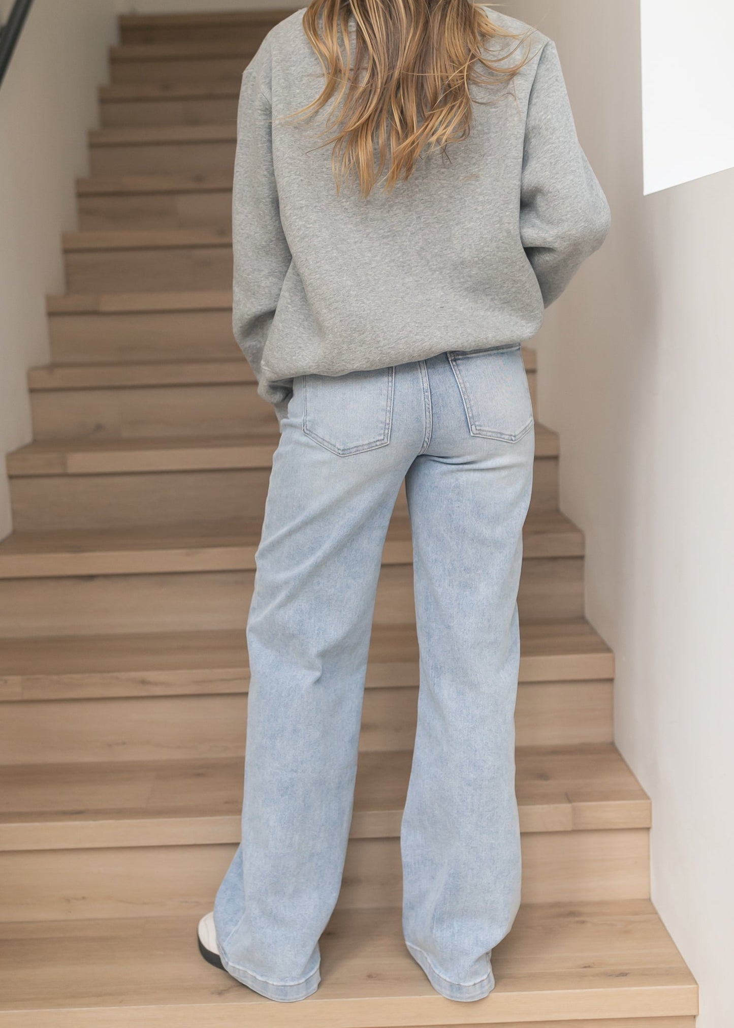 High Rise Full Length Wide Leg Jeans