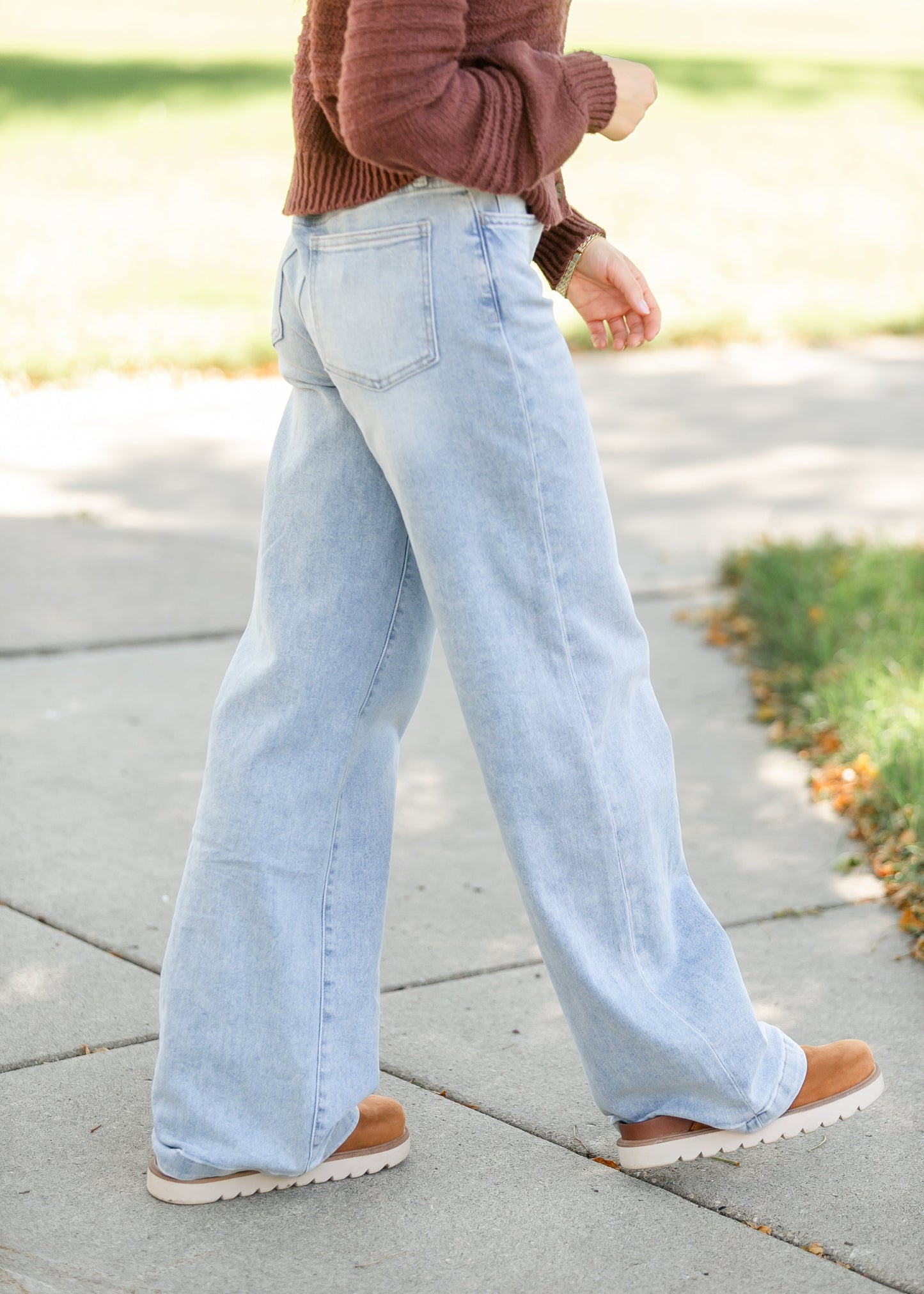 High Rise Full Length Wide Leg Jeans