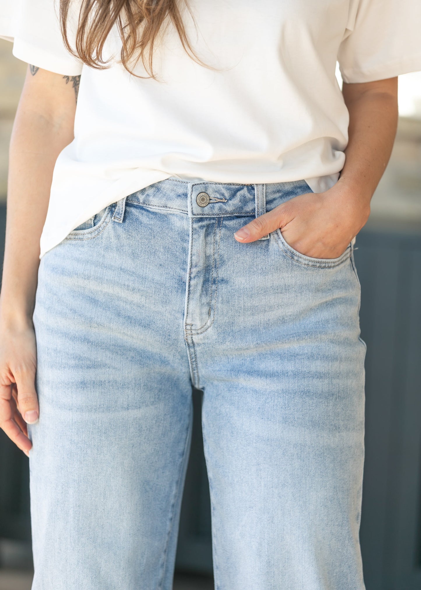 High Rise Full Length Wide Leg Jeans