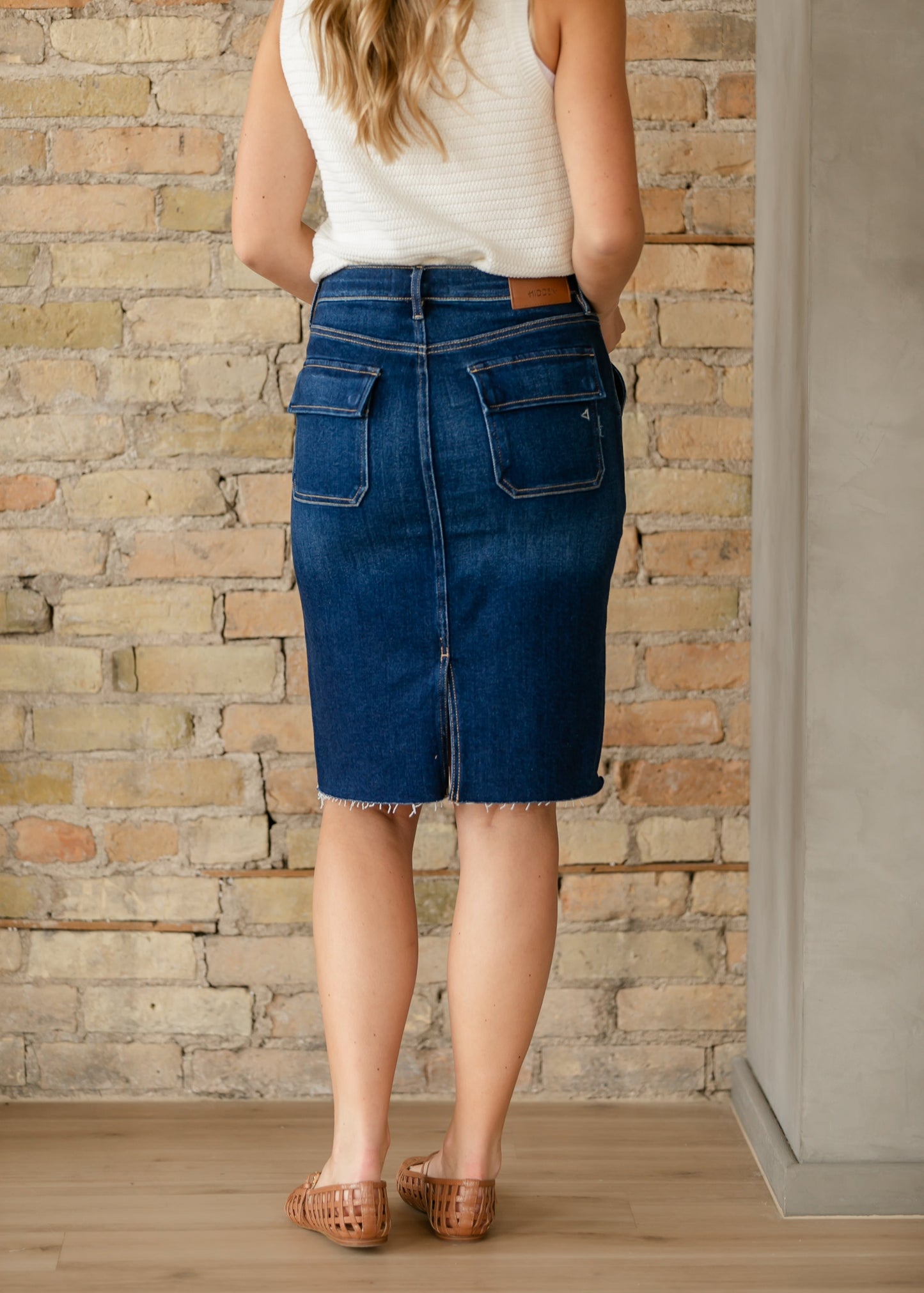 High Waist Denim Midi Skirt - FINAL SALE