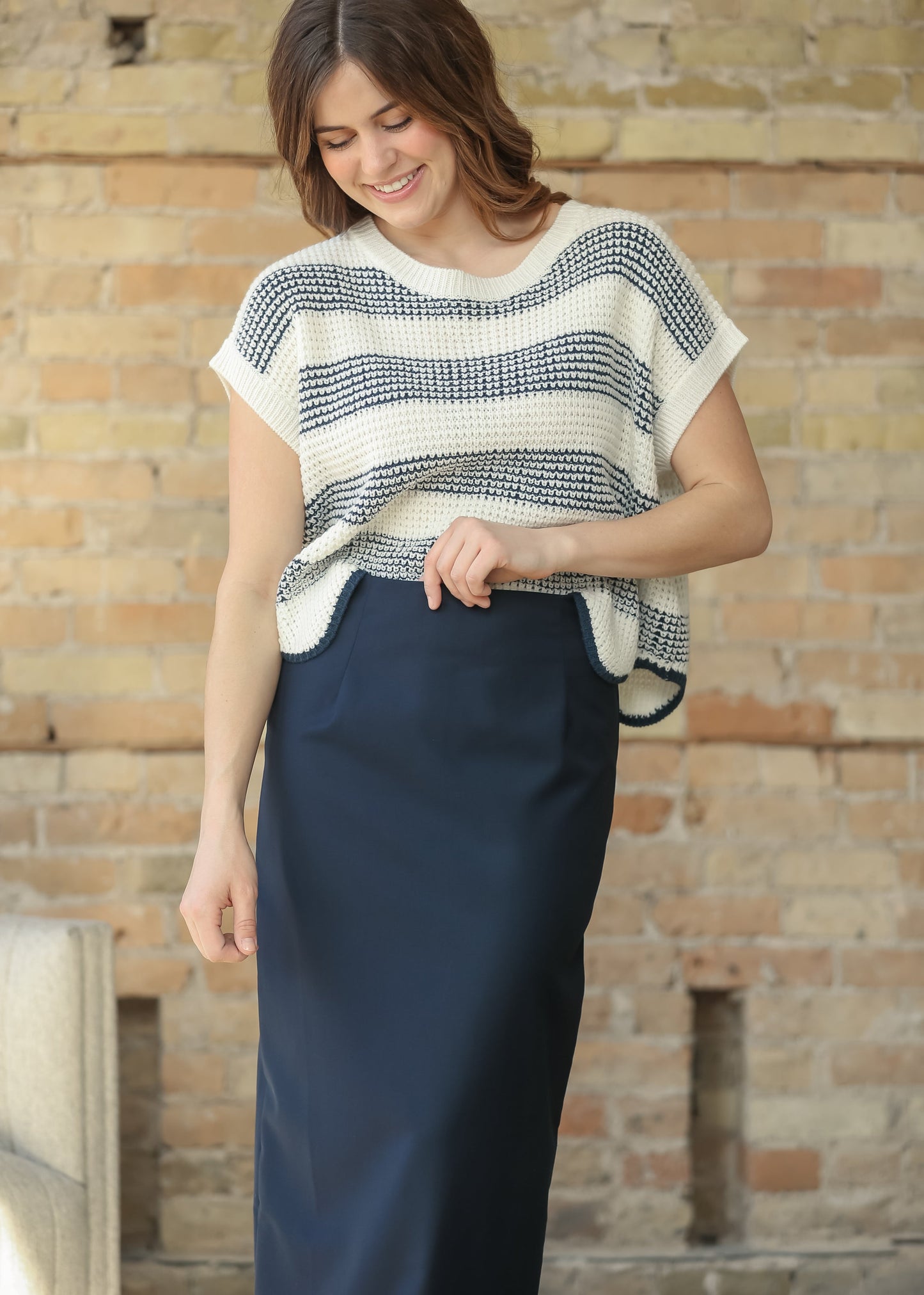 Hollis Navy Long Maxi Skirt
