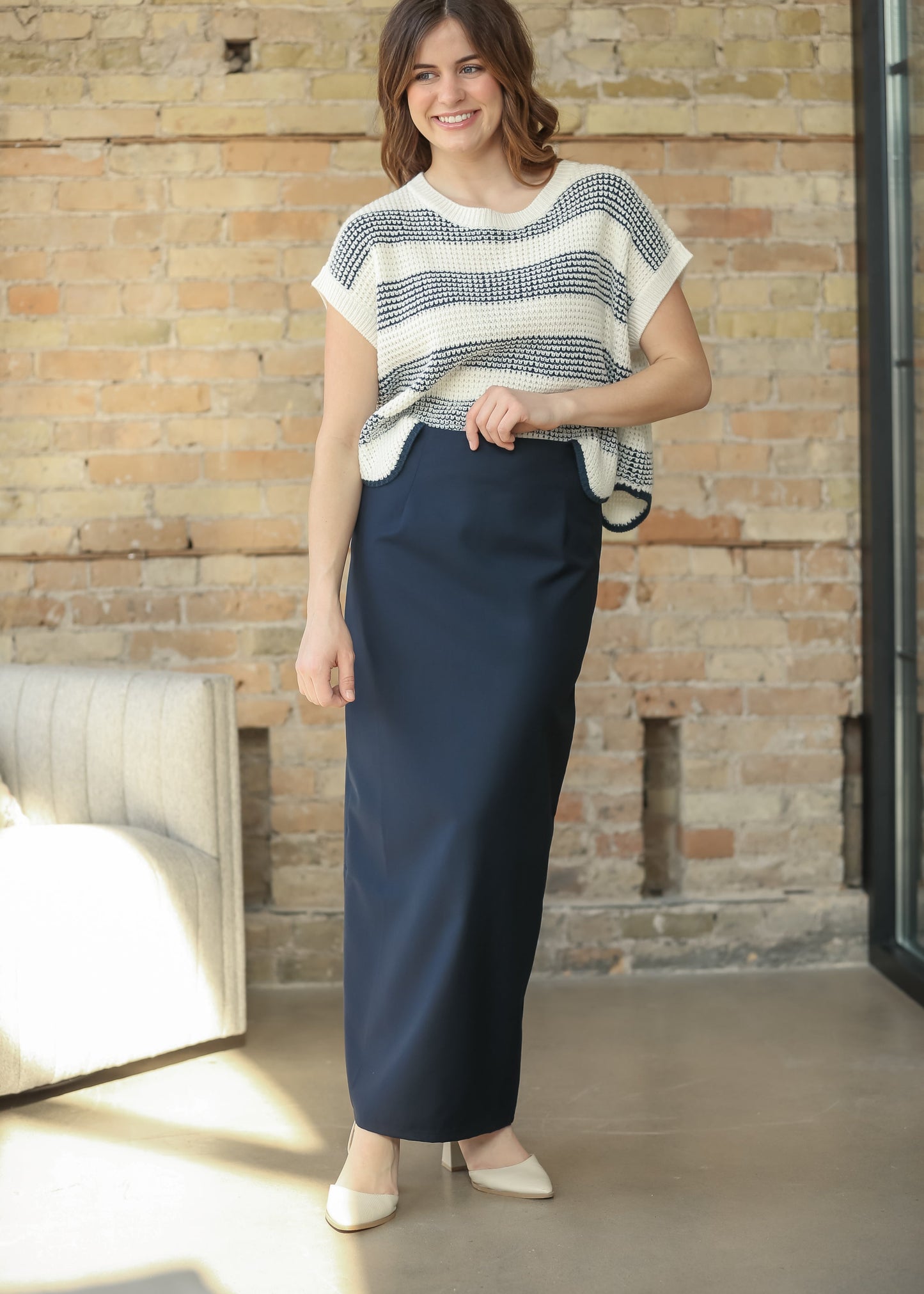 Hollis Navy Long Maxi Skirt