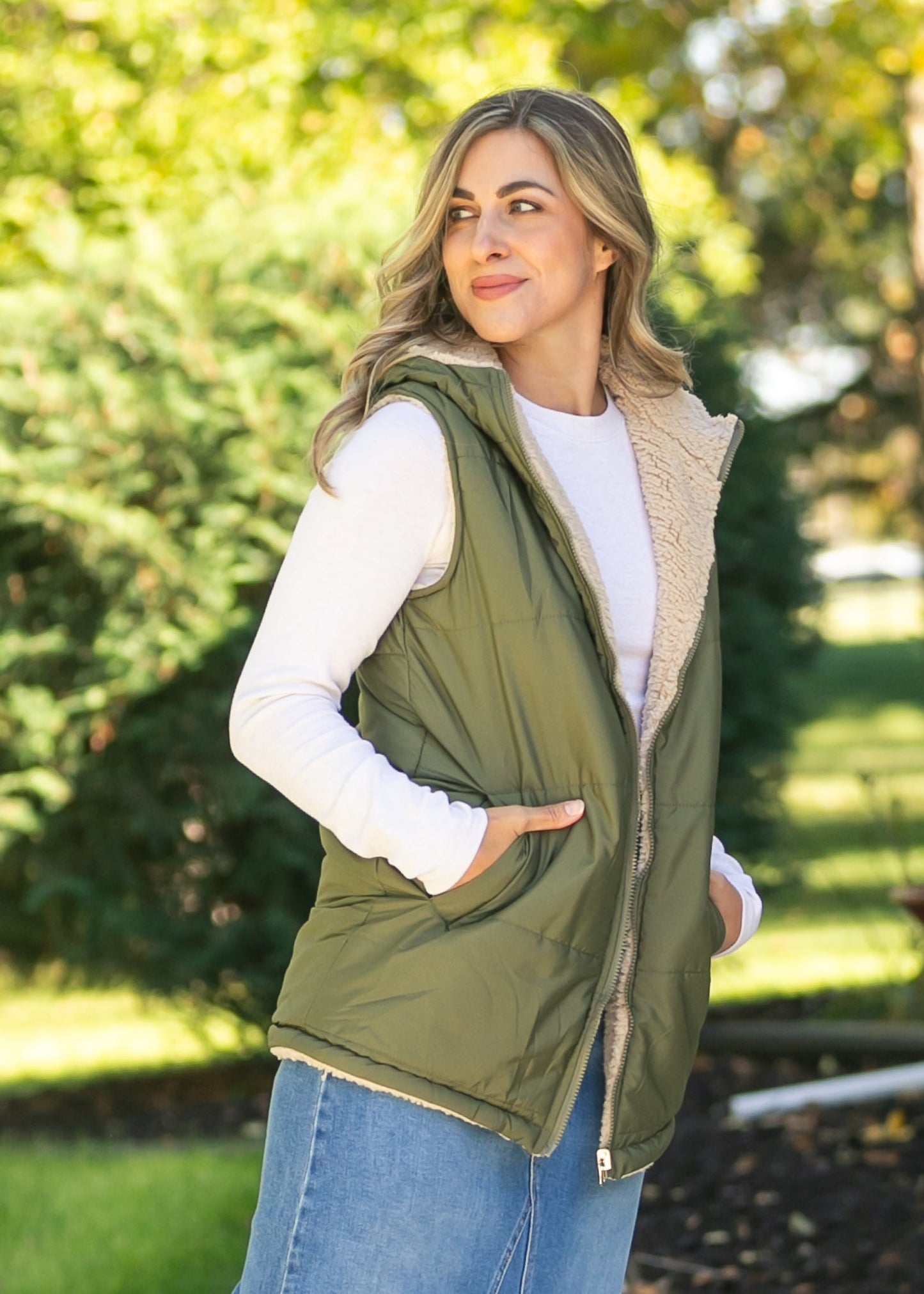 Hooded Reversible Quilted Vest - FINAL SALE