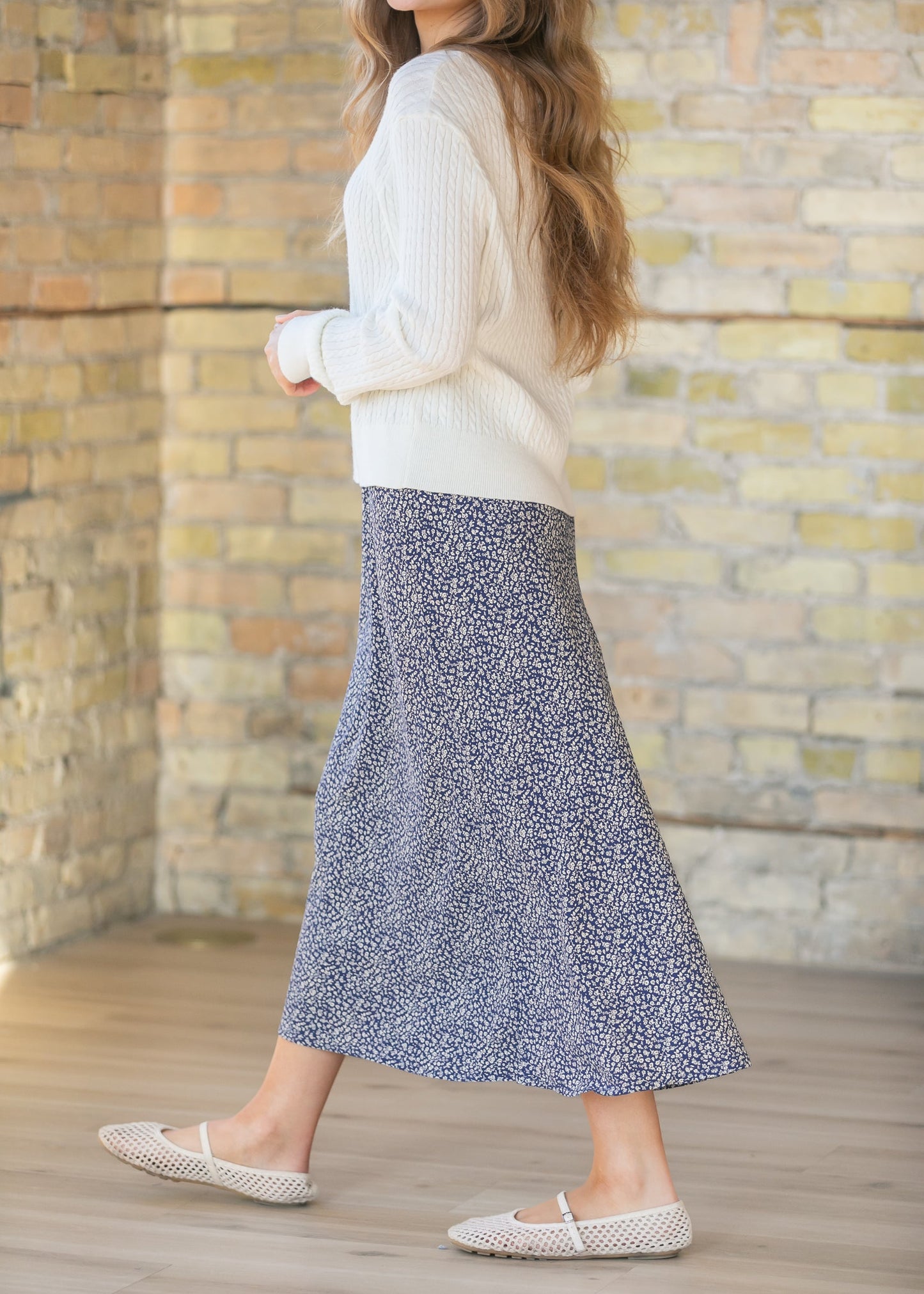 Indigo June Floral Print Maxi Skirt