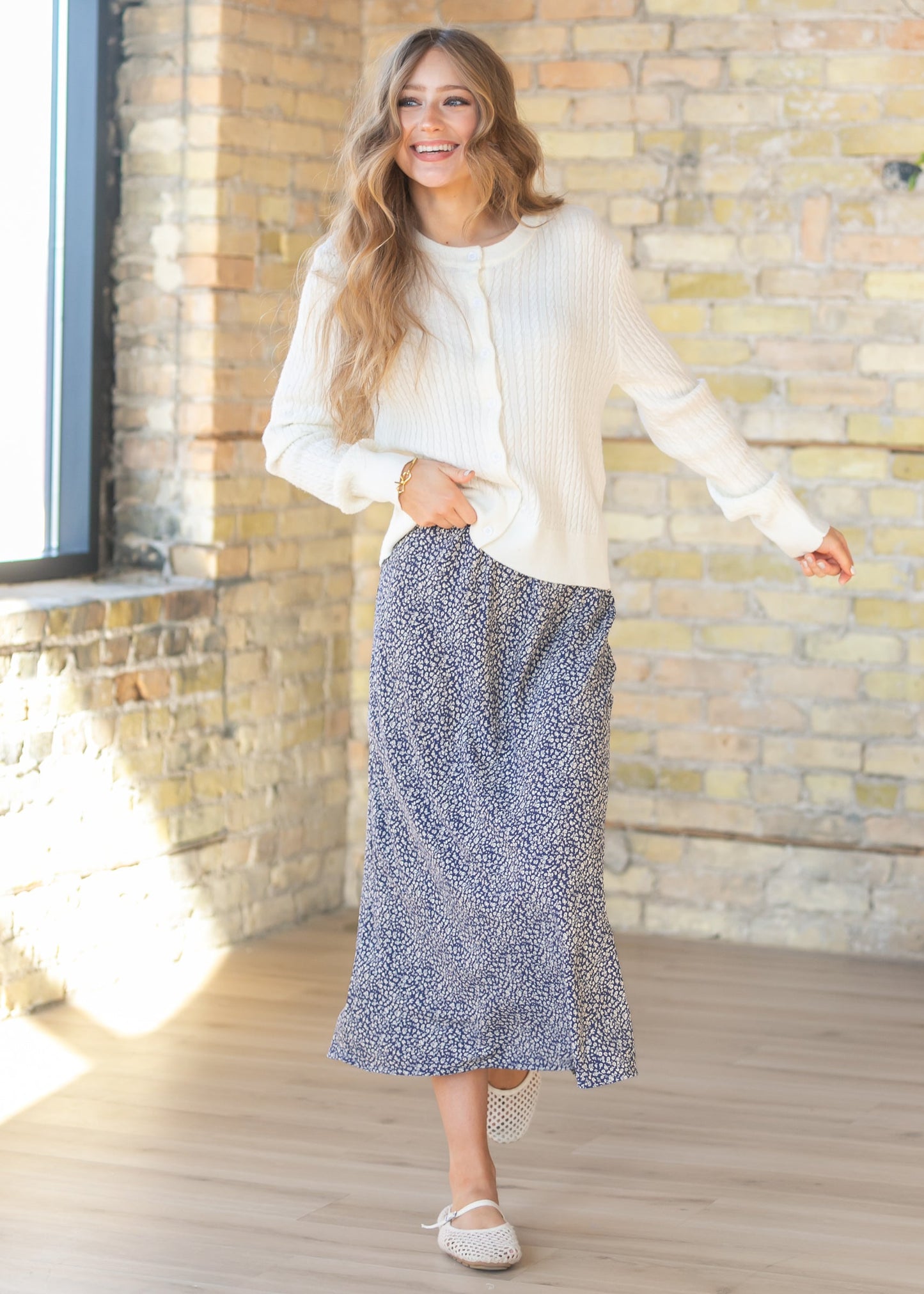Indigo June Floral Print Maxi Skirt