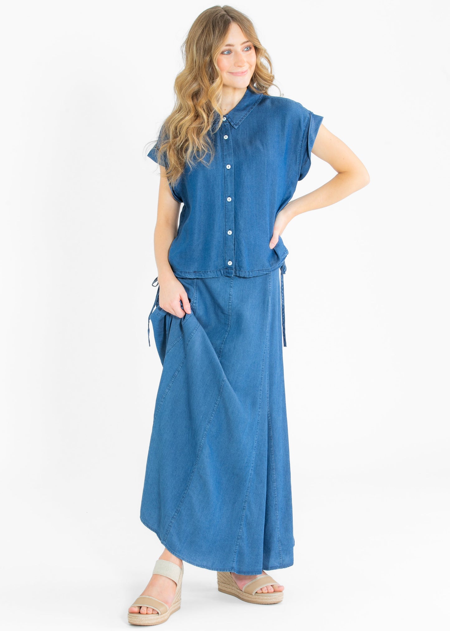 Indigo Tencel Maxi Denim Skirt - FINAL SALE