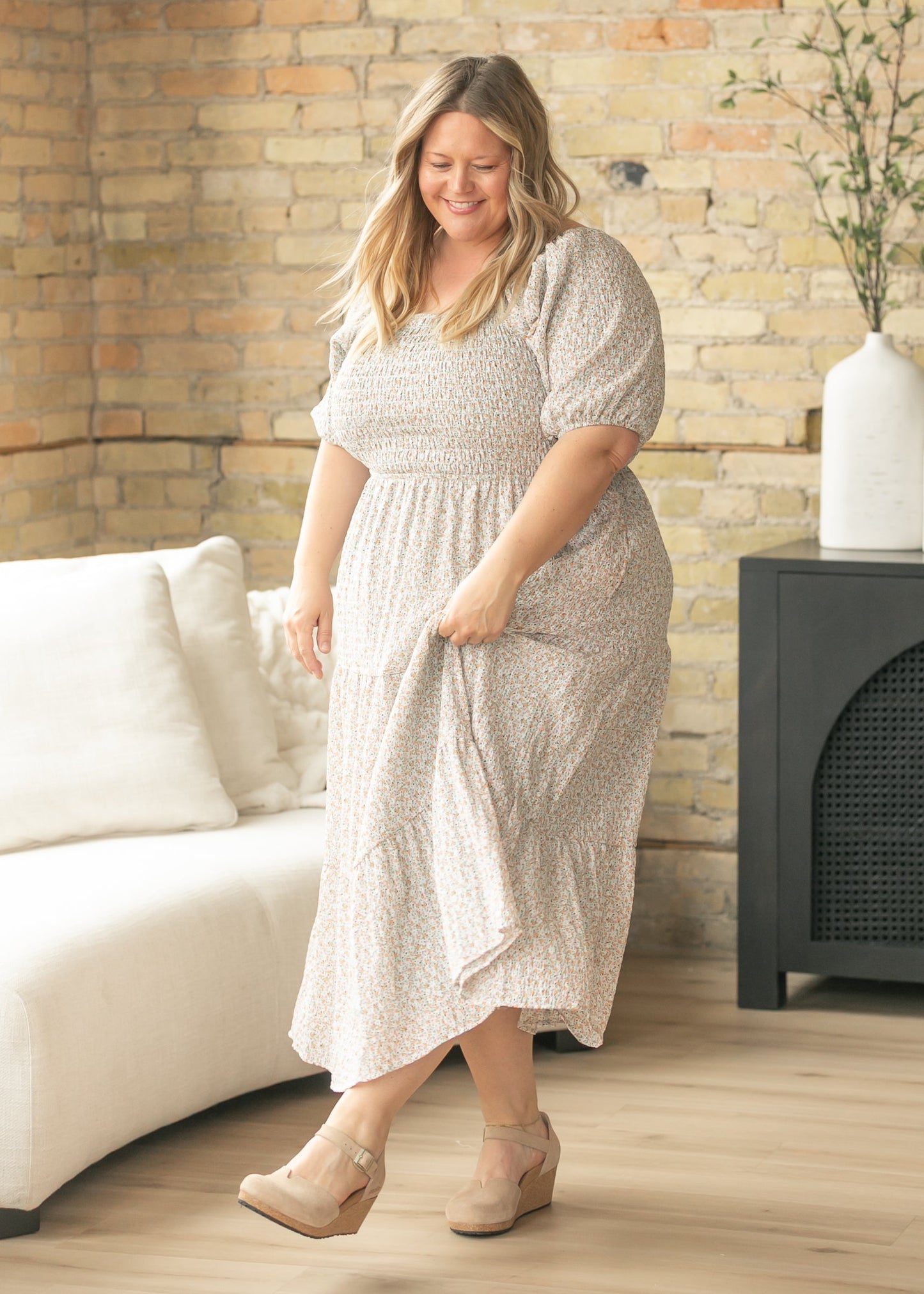 Indy Honeybloom Floral Smocked Midi Dress