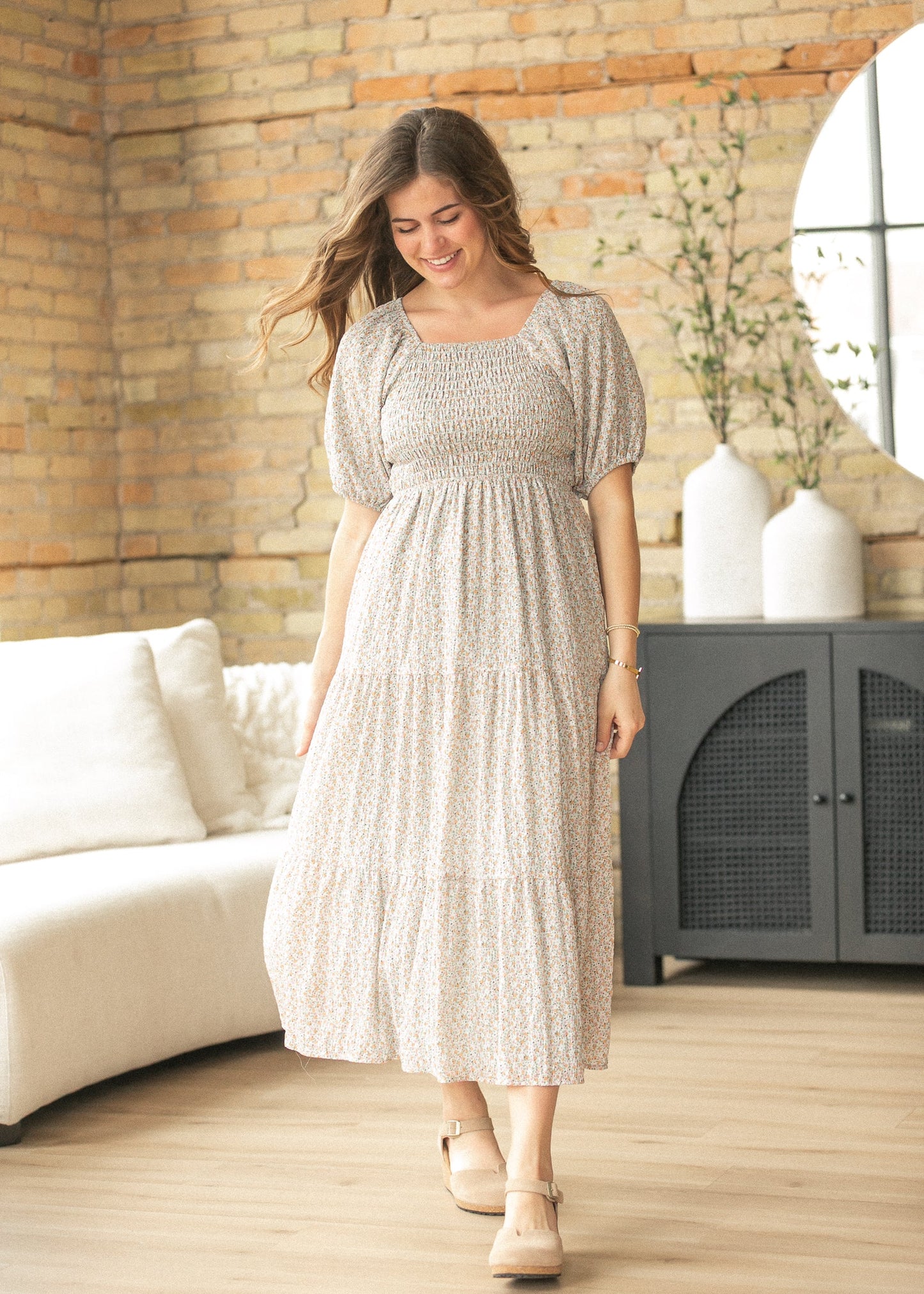 Indy Honeybloom Floral Smocked Midi Dress