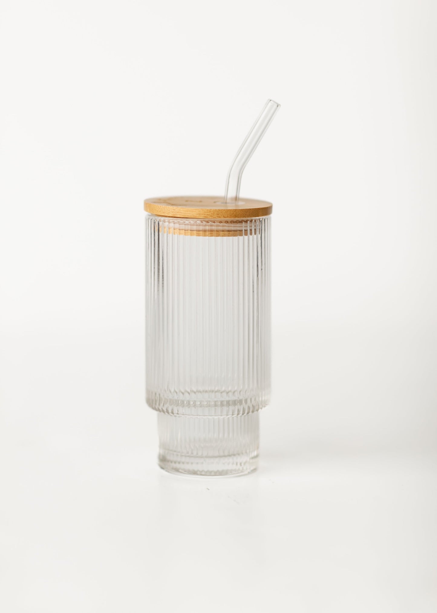Inherit Fluted Vintage Ripple Glass with Lid + Straw