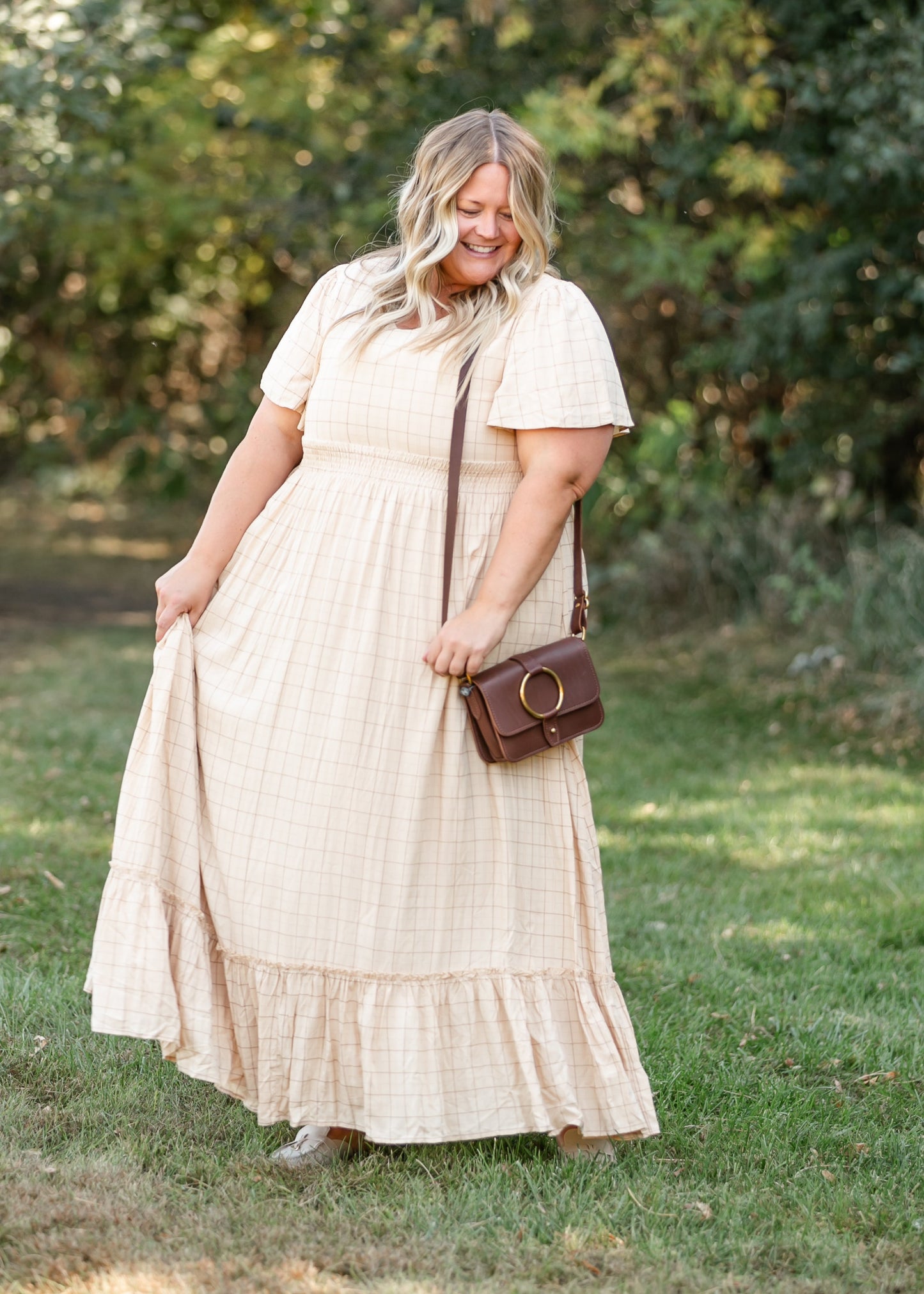 Isabella Windowpane Maxi Dress - FINAL SALE