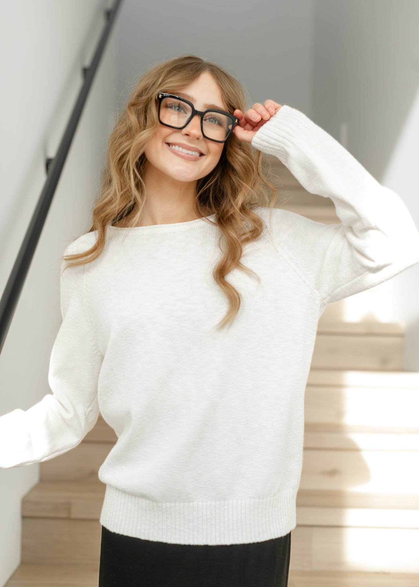 Ivory Slub Sweater Top
