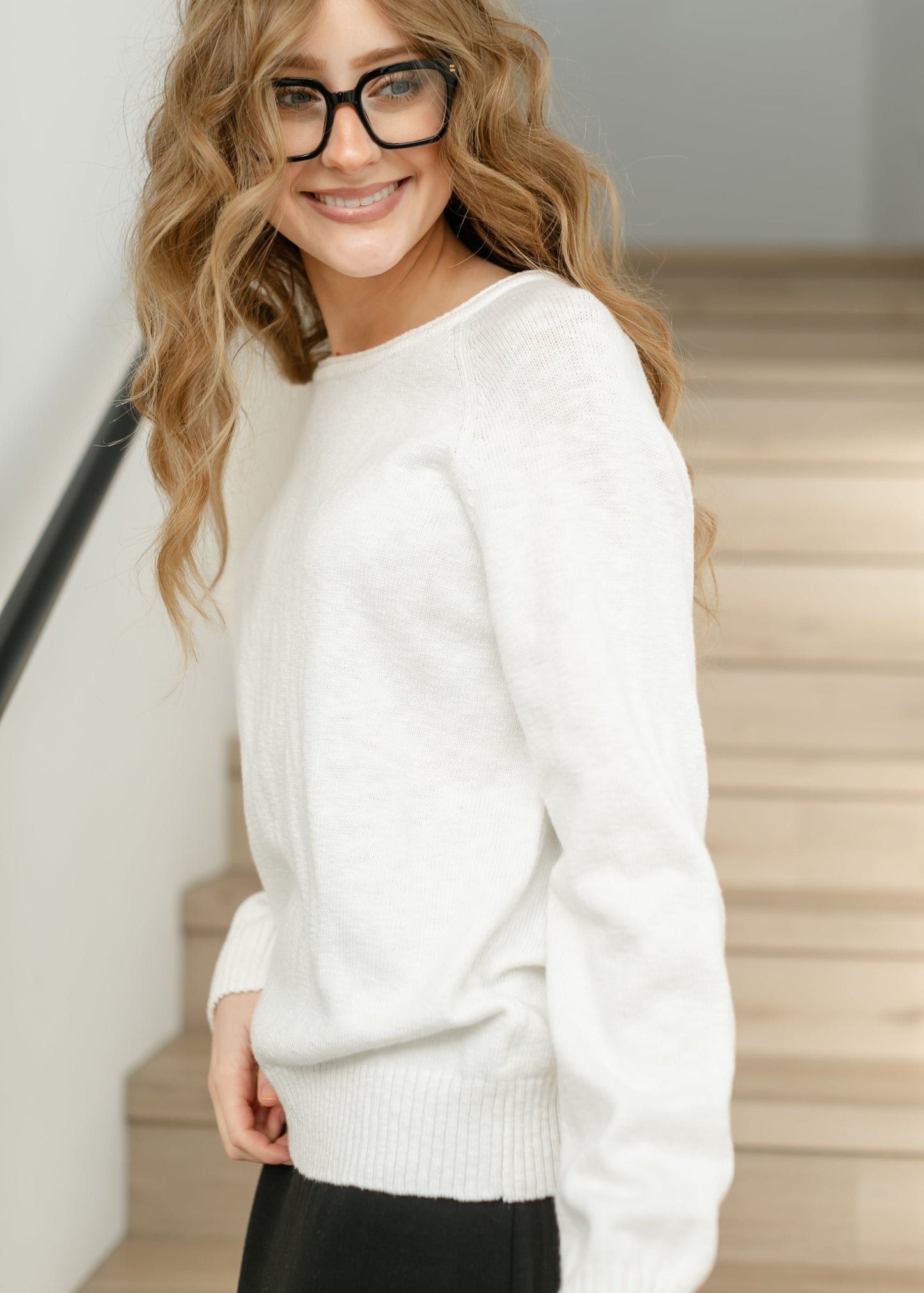 Ivory Slub Sweater Top