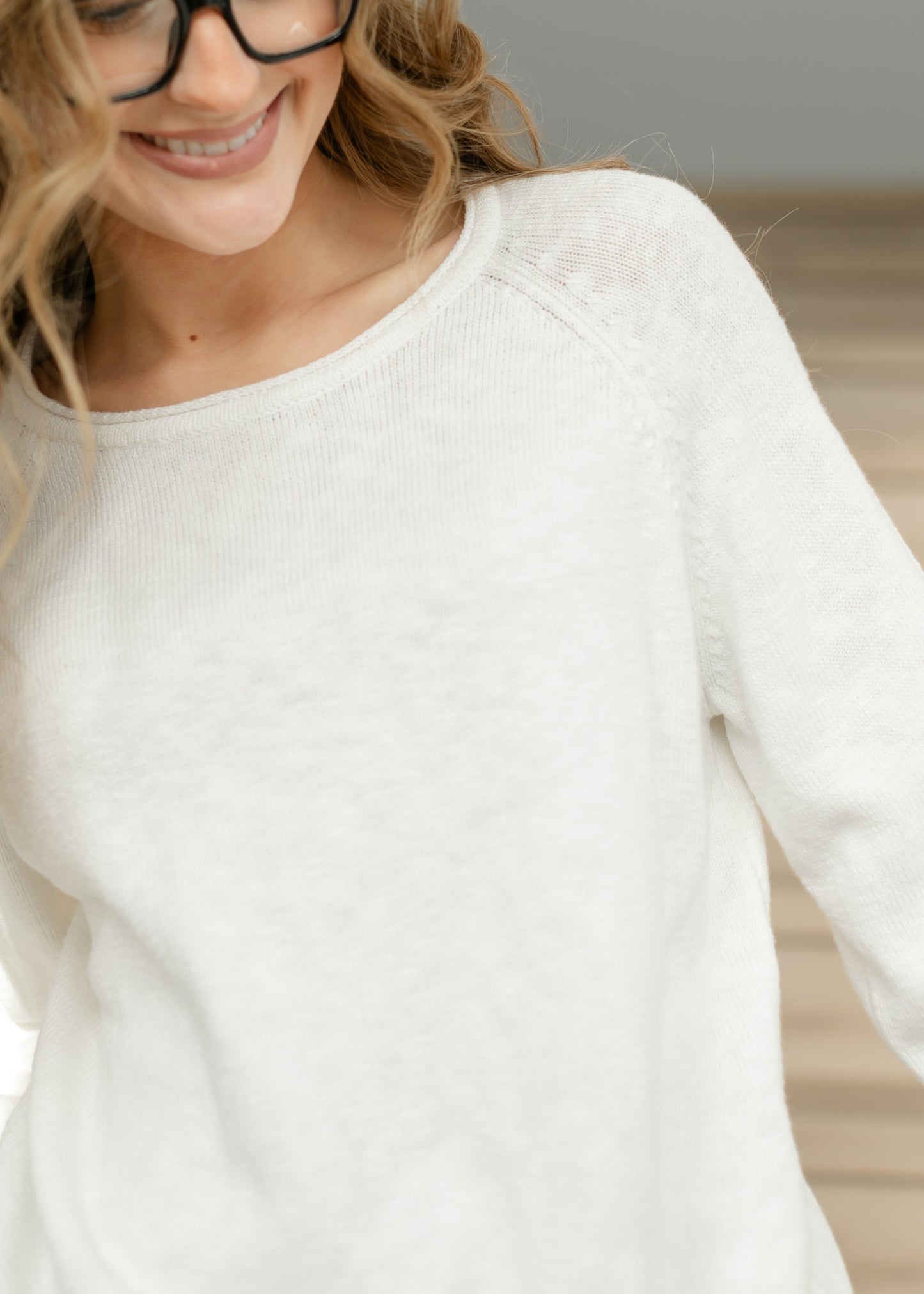 Ivory Slub Sweater Top