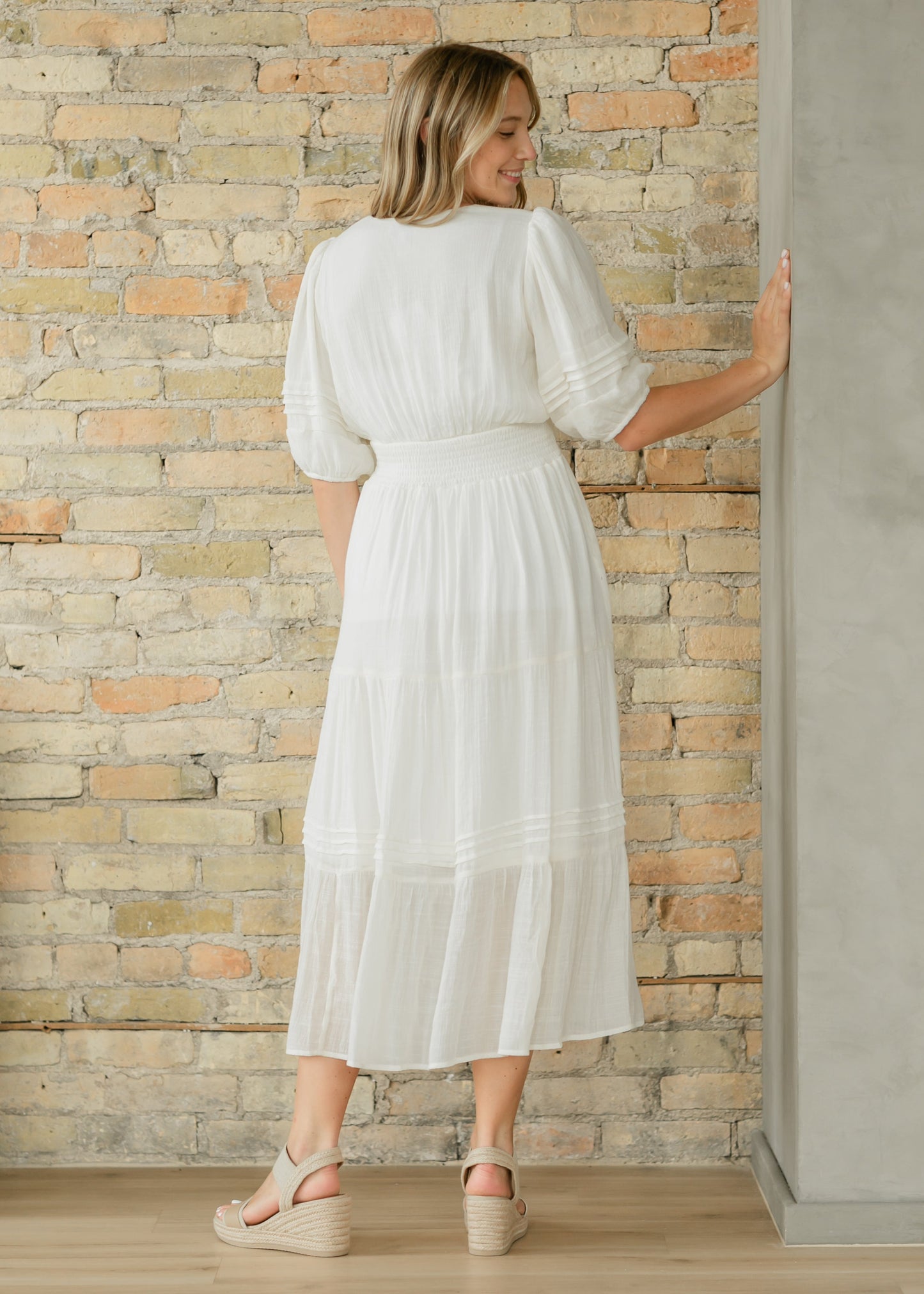 Ivory V-neck Tiered Maxi Dress - FINAL SALE