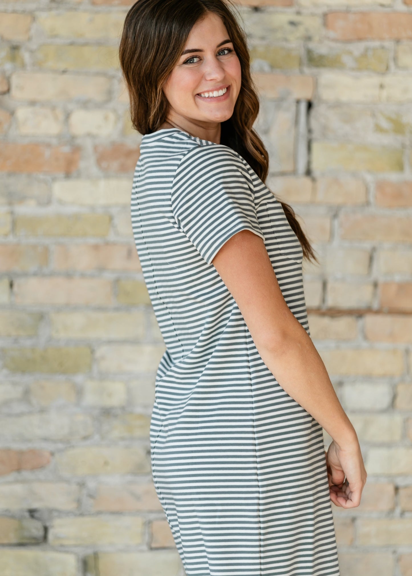 Jane Teal Stripe T-shirt Maxi Dress