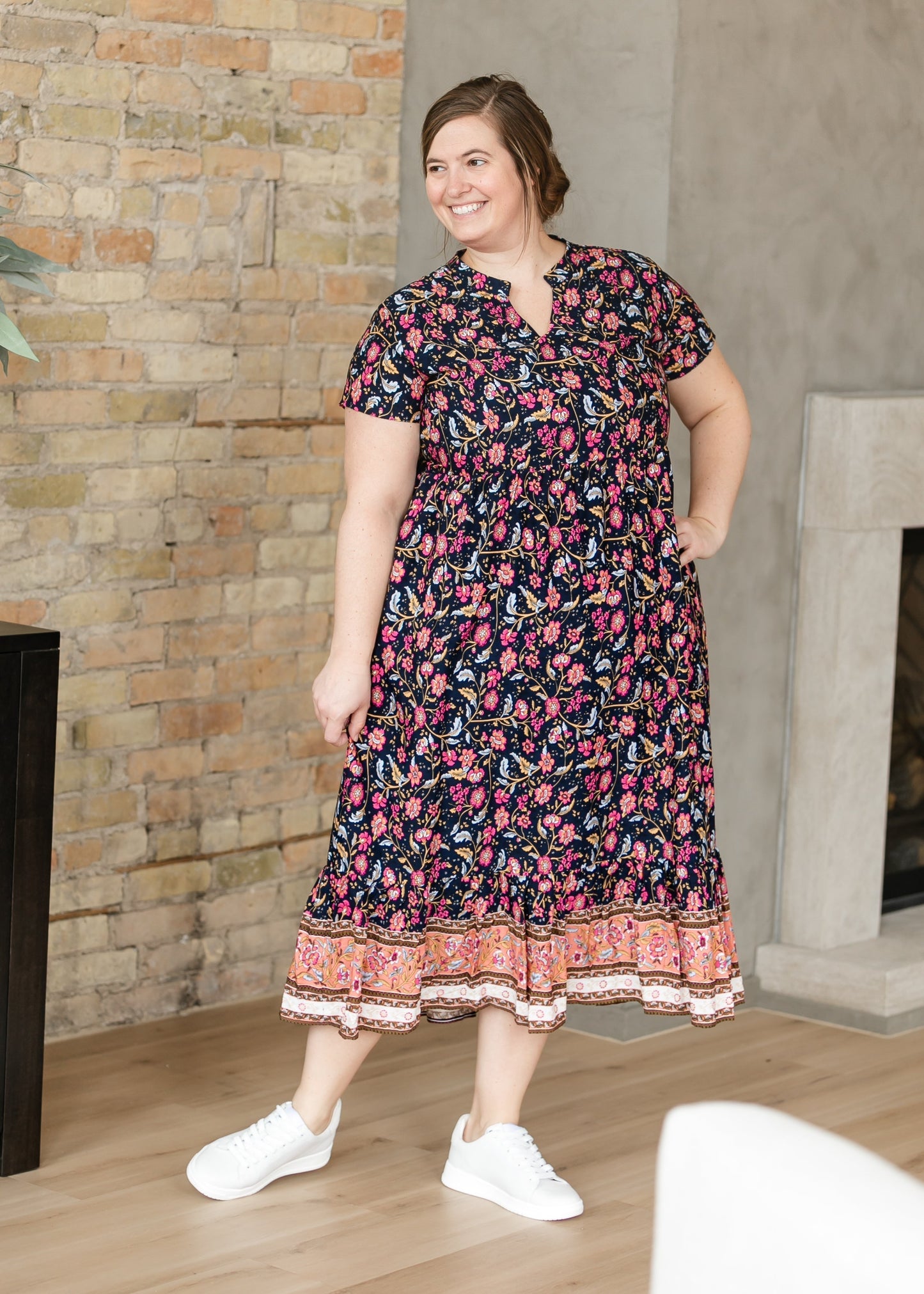 Jaydrien Floral Flutter Sleeve Midi Dress - FINAL SALE
