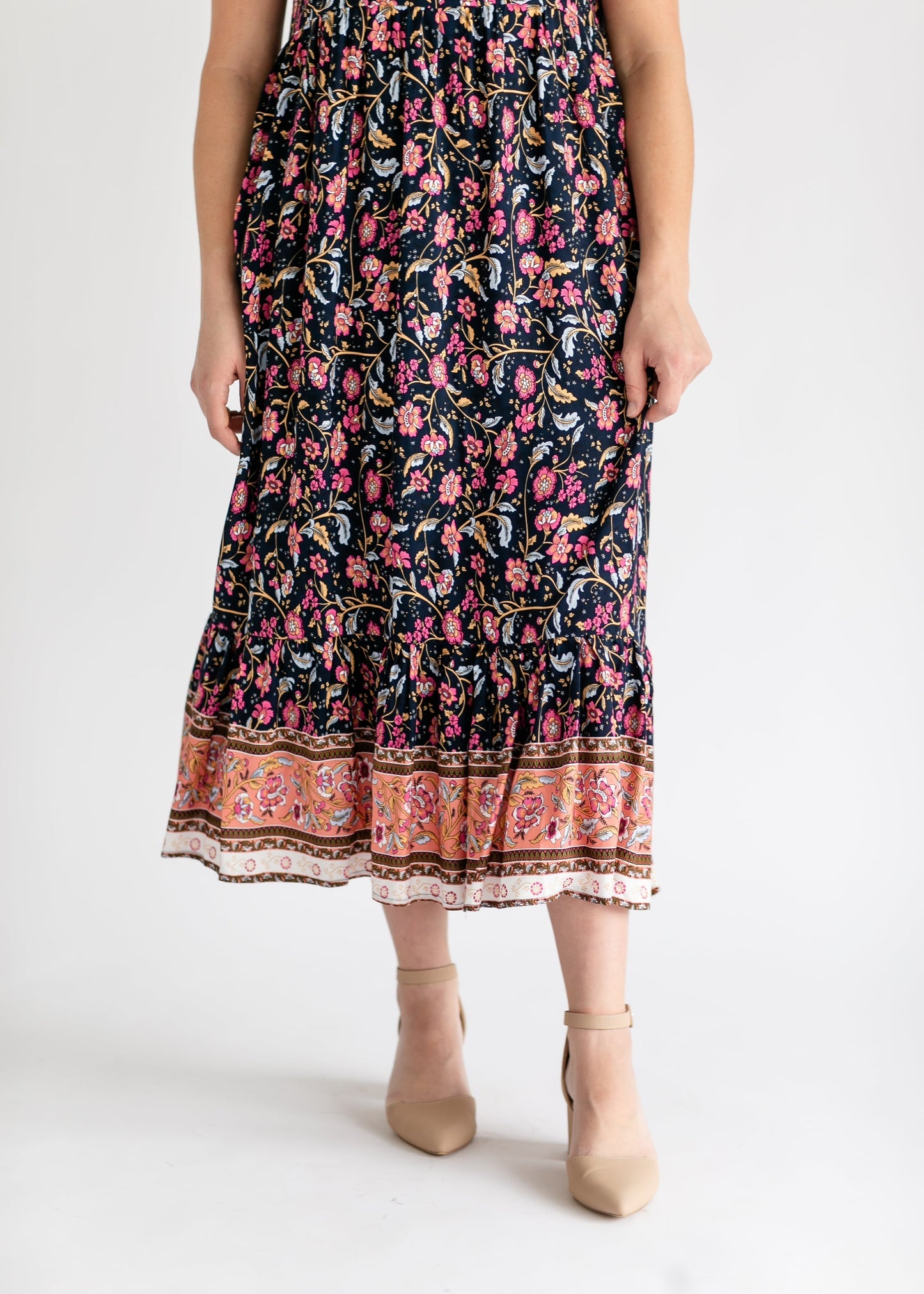 Jaydrien Floral Flutter Sleeve Midi Dress - FINAL SALE