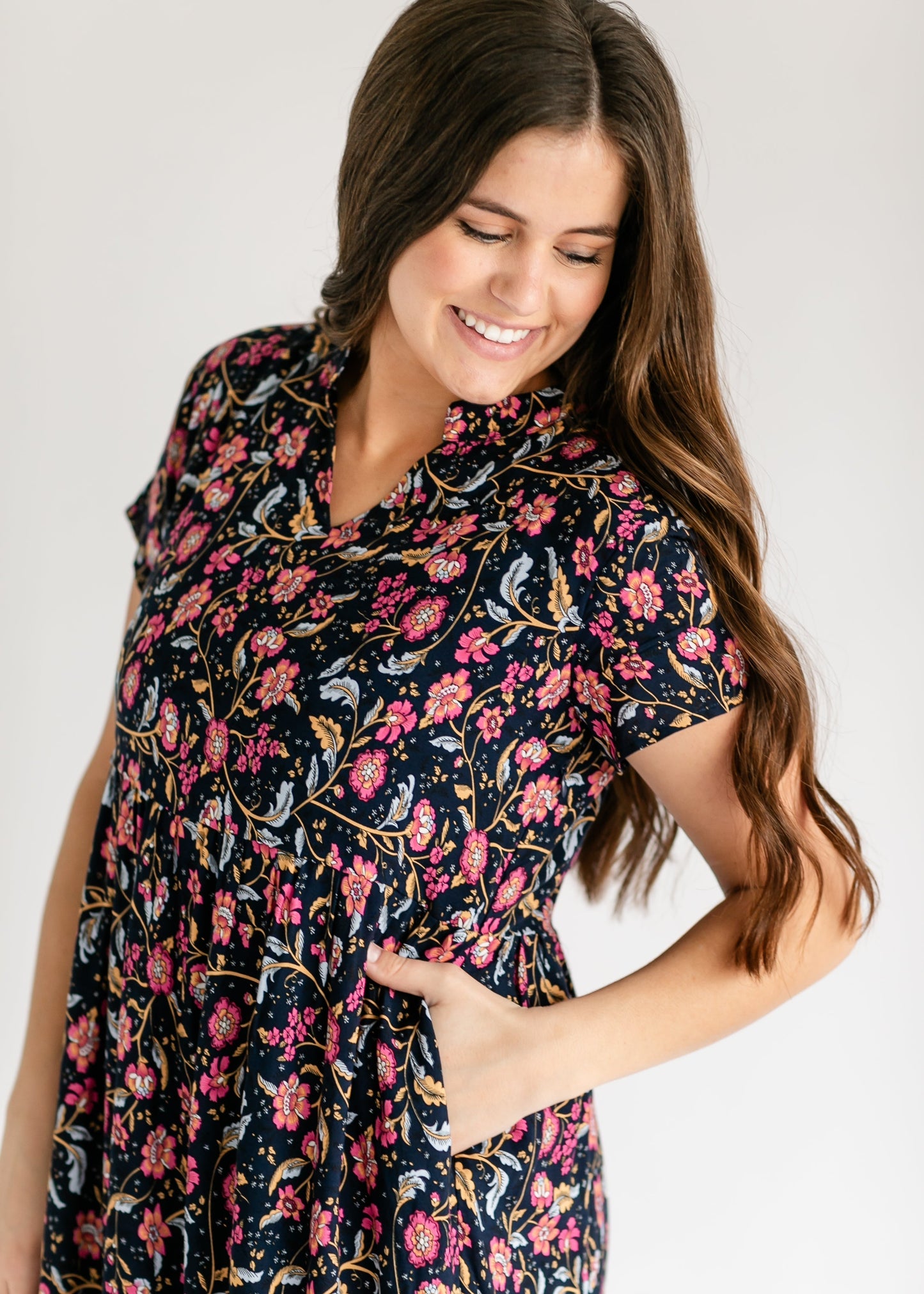 Jaydrien Floral Flutter Sleeve Midi Dress - FINAL SALE