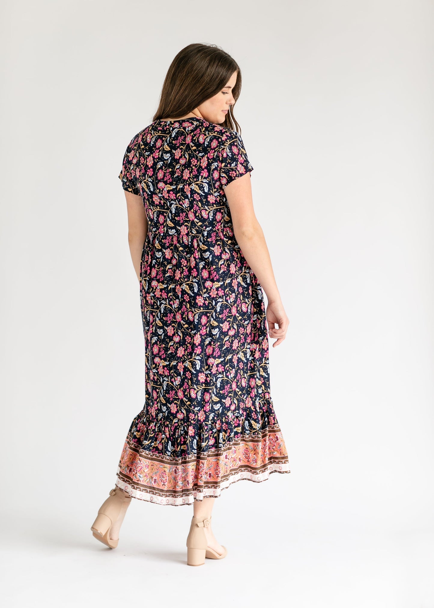 Jaydrien Floral Flutter Sleeve Midi Dress - FINAL SALE