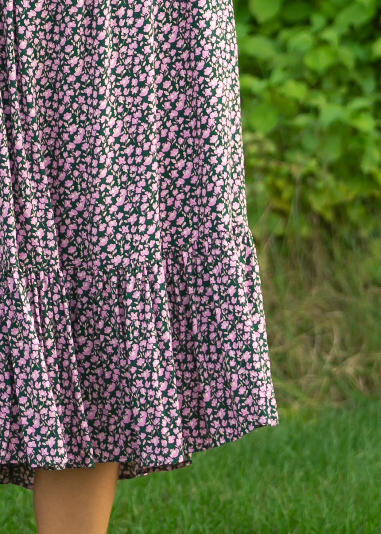 Jaydrien Pink Floral Short Sleeve Midi Dress