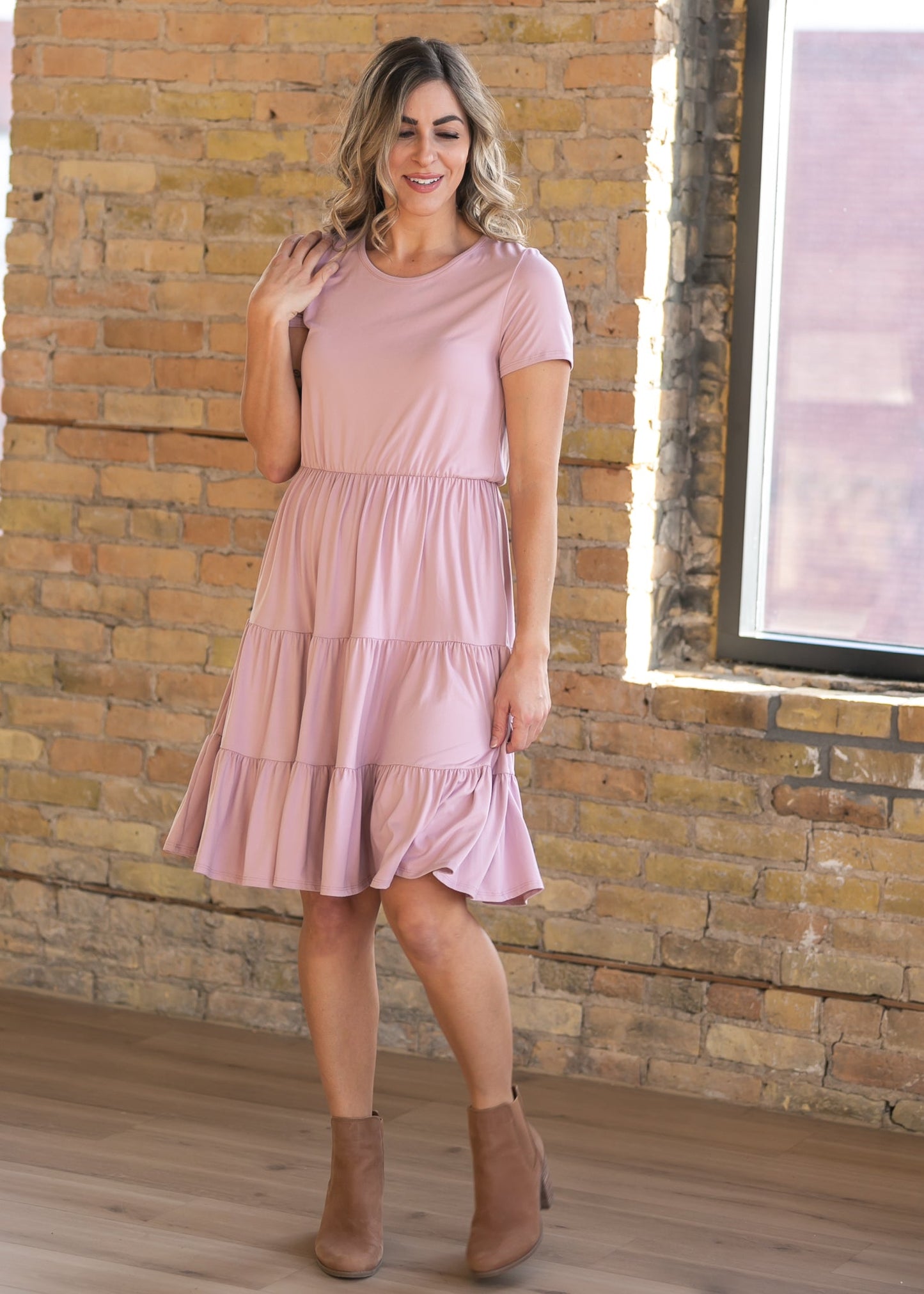 Jenna Knit Short Sleeve Tiered Midi Dress - FINAL SALE
