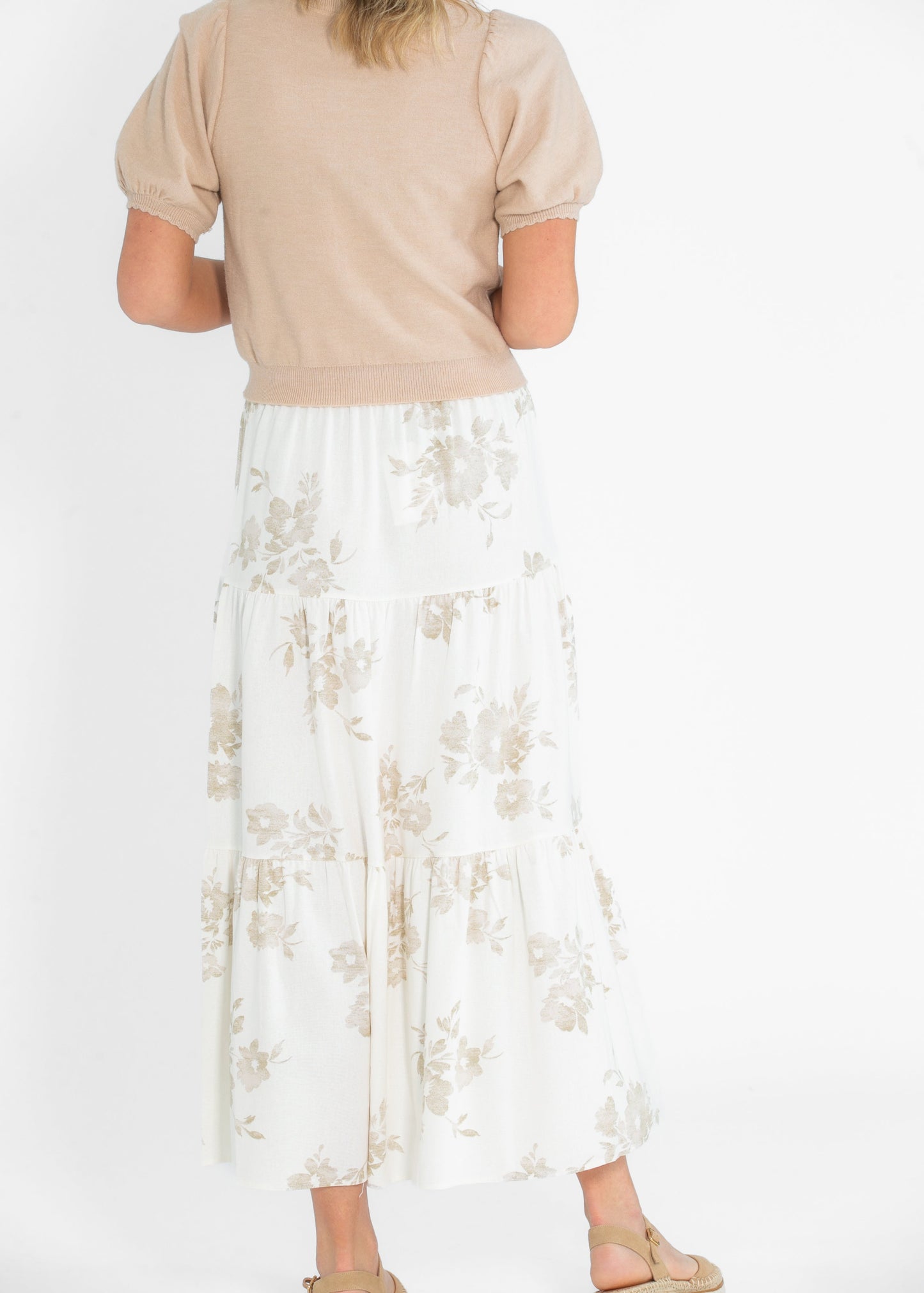 Jill Floral Stretch Waist Floral Tiered Maxi Skirt - FINAL SALE