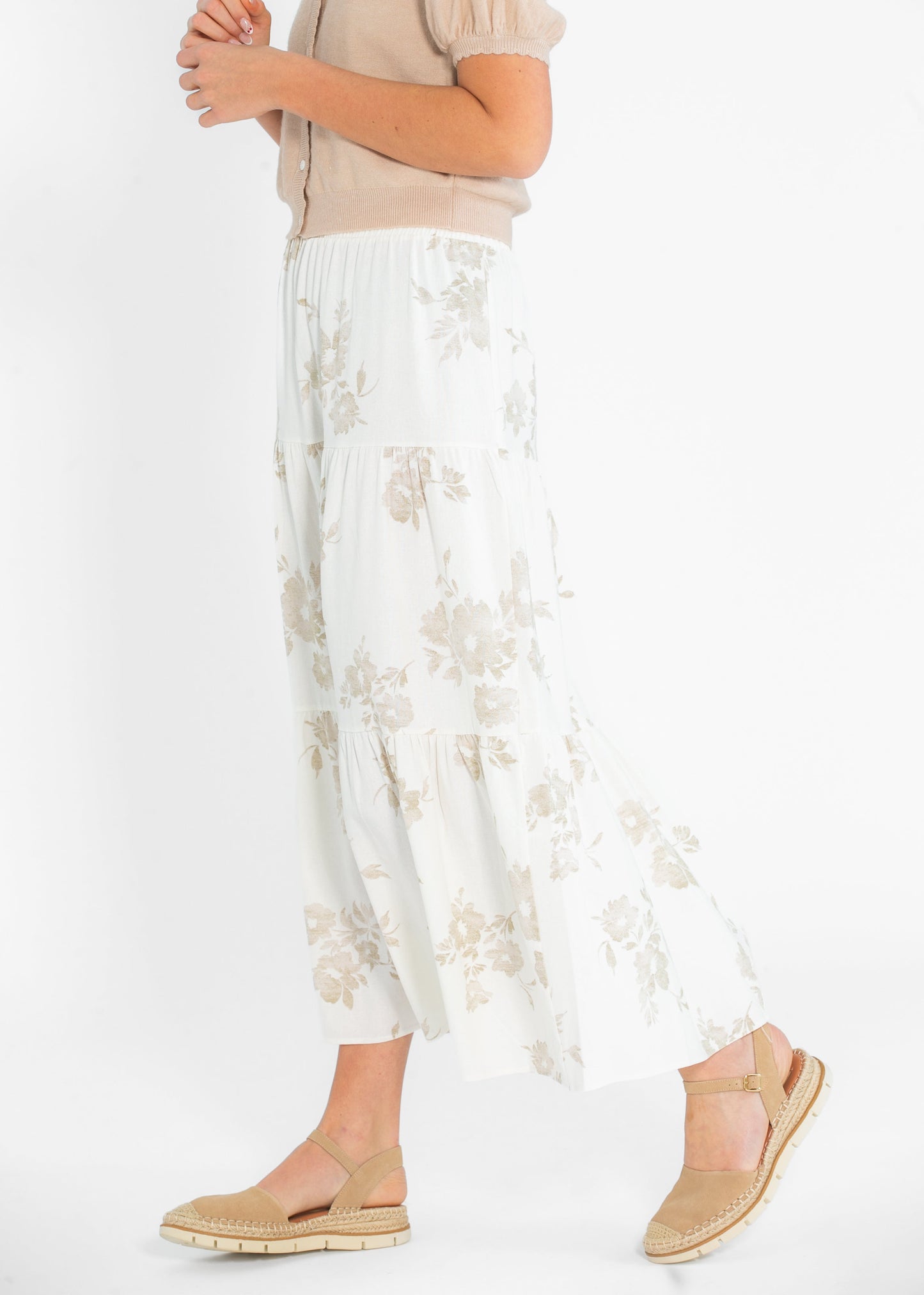 Jill Floral Stretch Waist Floral Tiered Maxi Skirt - FINAL SALE