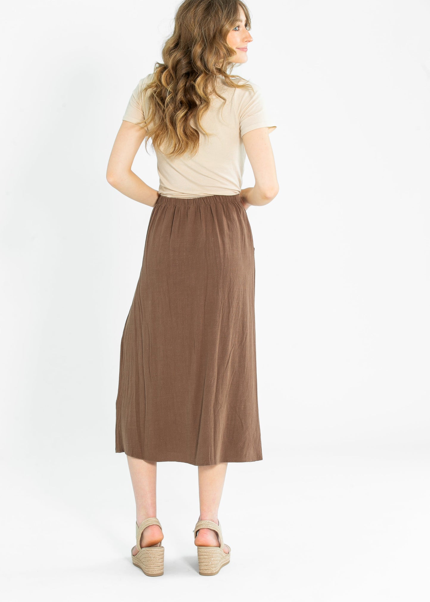 Jolene Linen Blend Button Up Midi Skirt - FINAL SALE