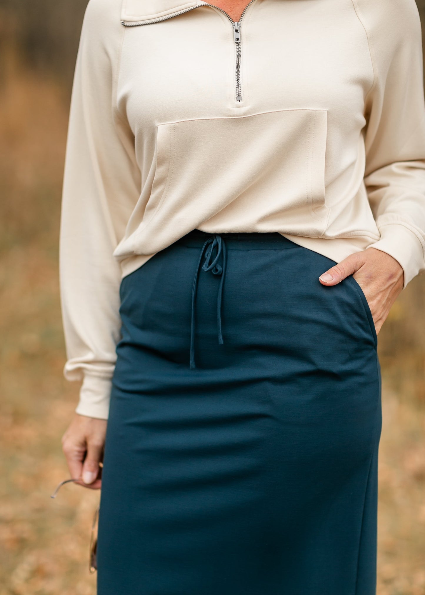 Jordan Teal Knit Midi Skirt