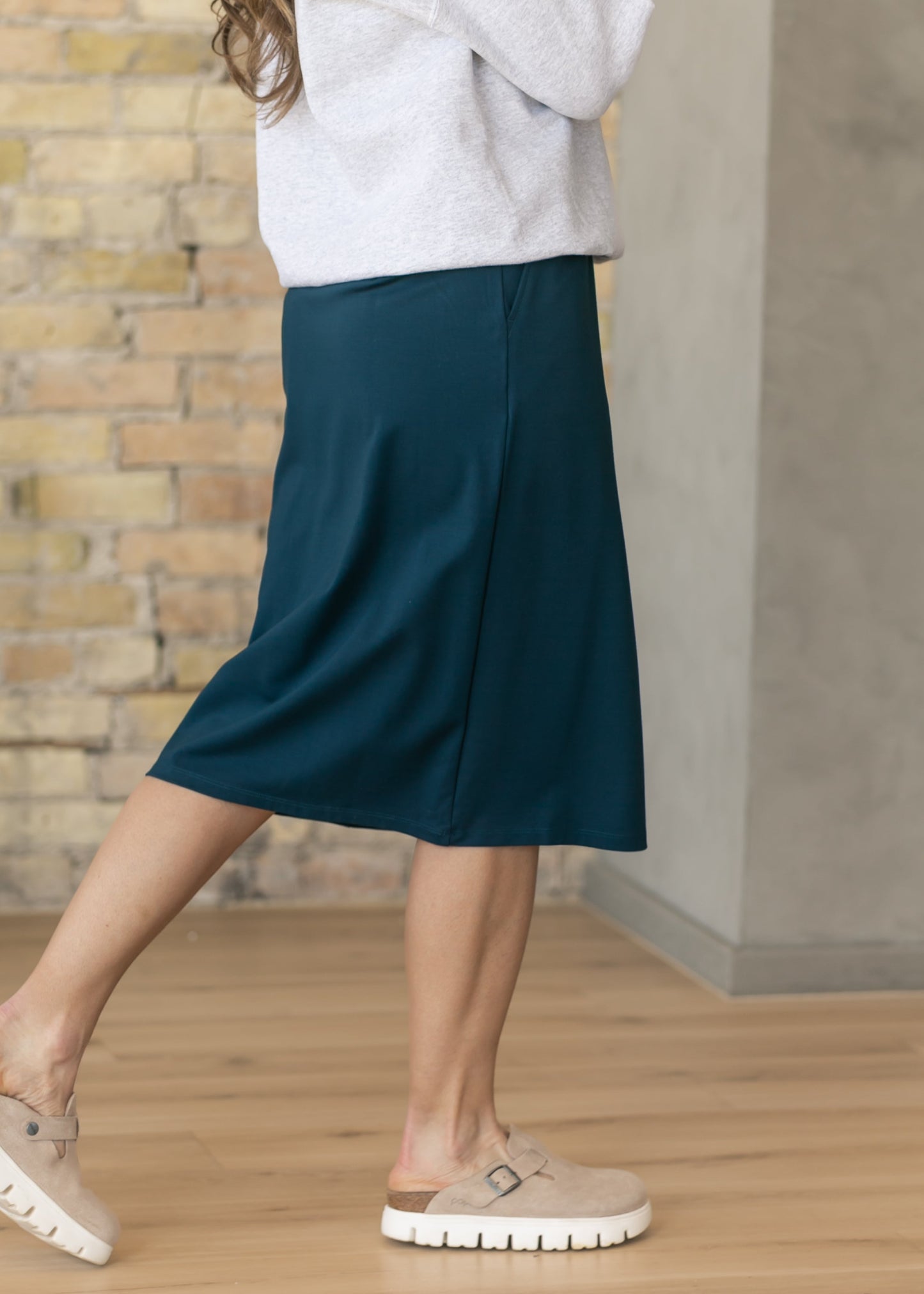 Jordan Teal Knit Midi Skirt