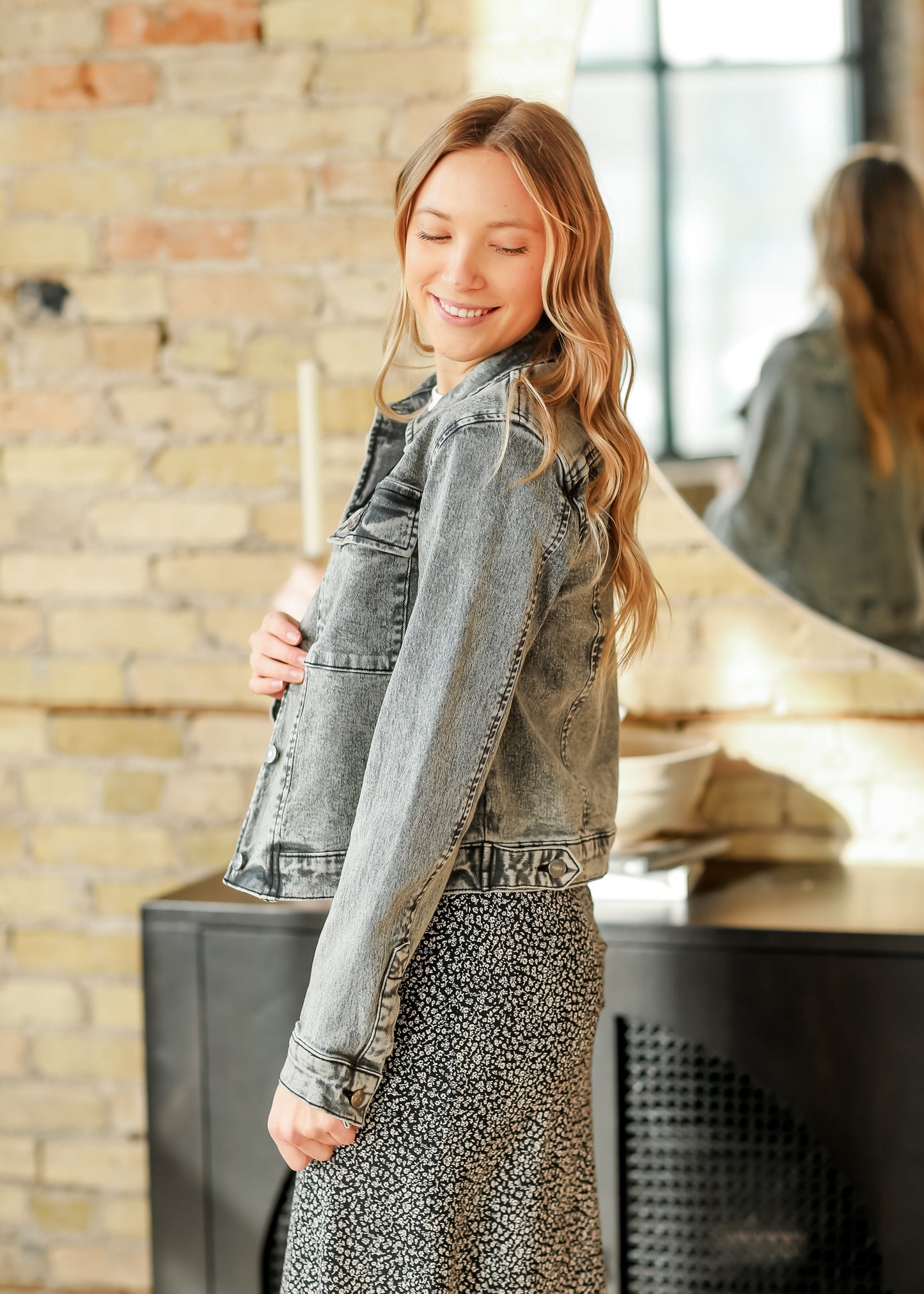 Josalyn Gray Denim Trucker Jacket - FINAL SALE