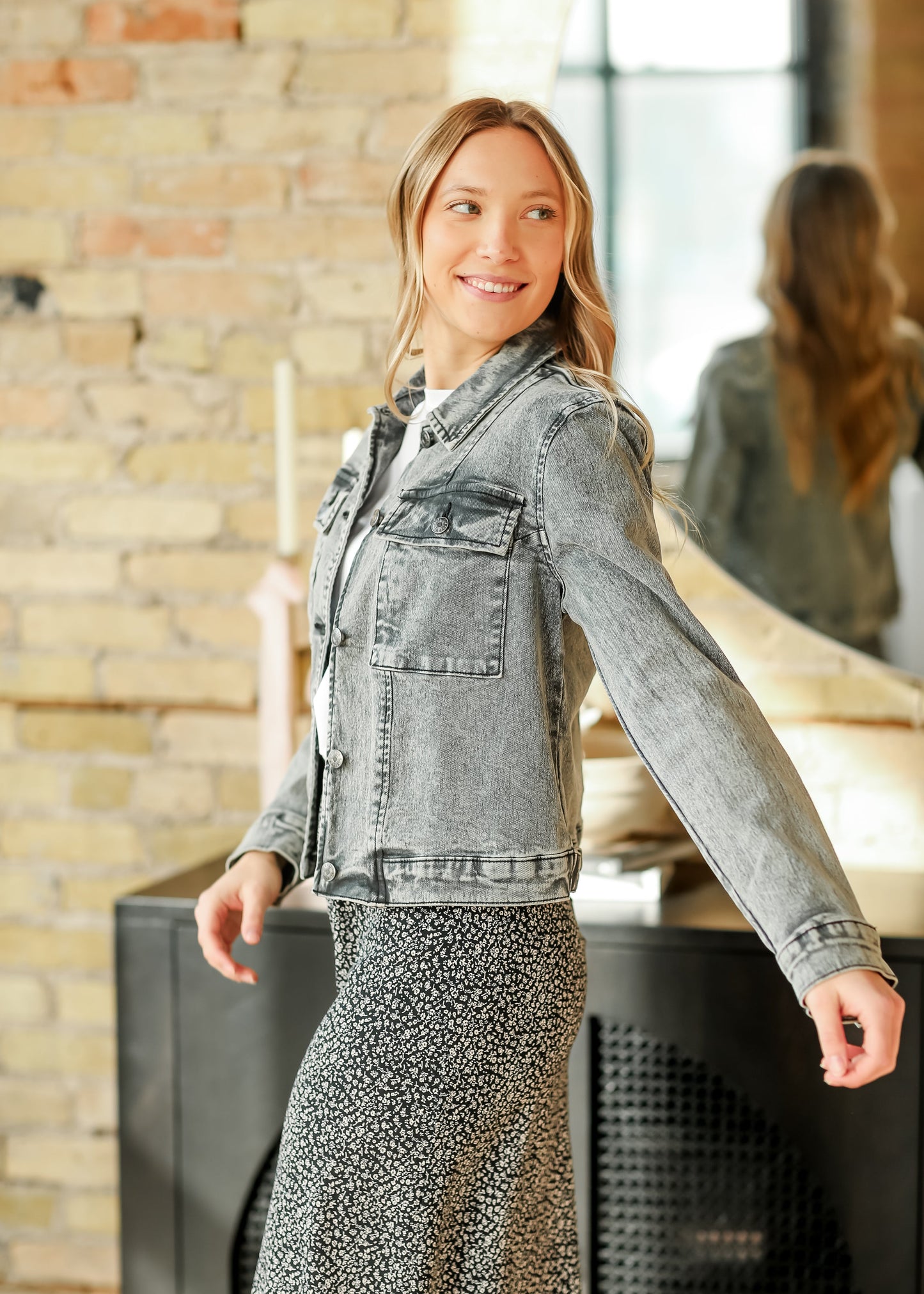 Josalyn Gray Denim Trucker Jacket - FINAL SALE