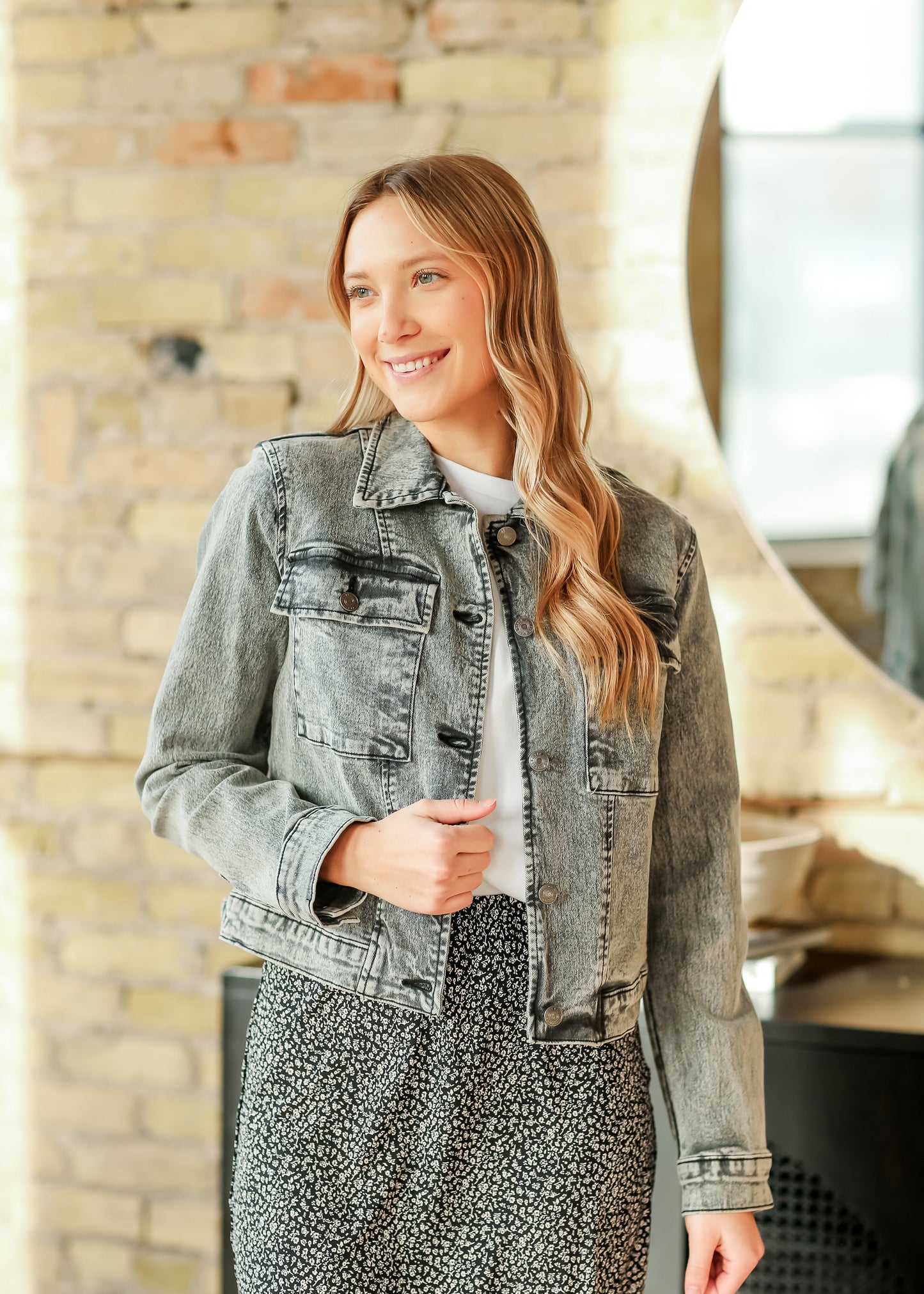 Josalyn Gray Denim Trucker Jacket - FINAL SALE