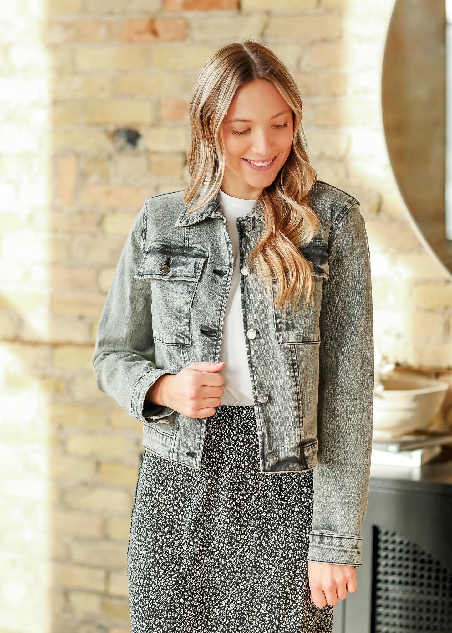 Josalyn Gray Denim Trucker Jacket - FINAL SALE