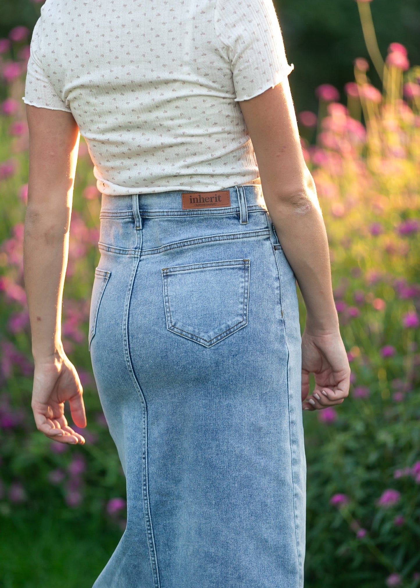 Josie A-line Denim Midi Skirt