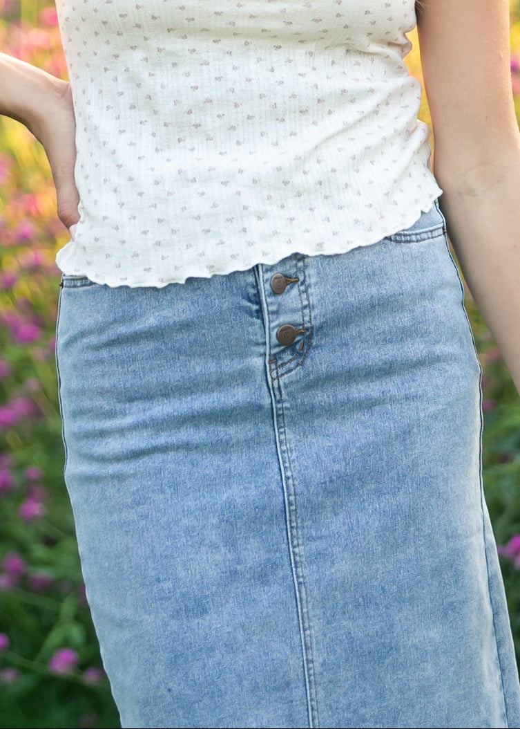 Josie A-line Denim Midi Skirt