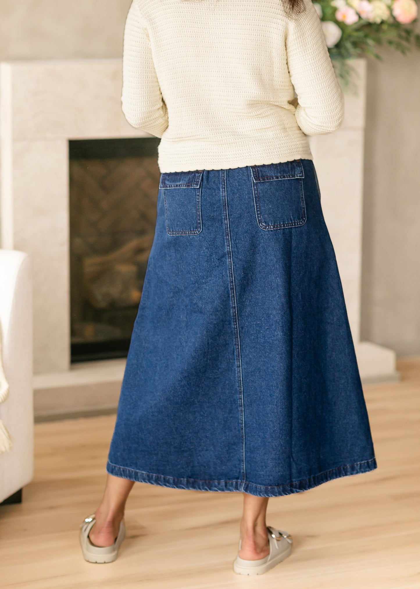 Karly Drawstring Denim Midi Skirt - FINAL SALE