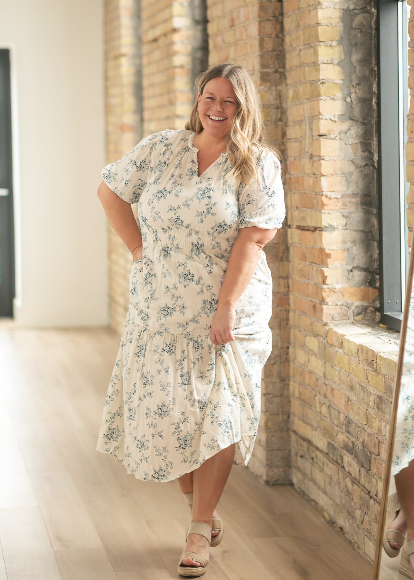 Katrina Half Sleeve Floral Maxi Dress