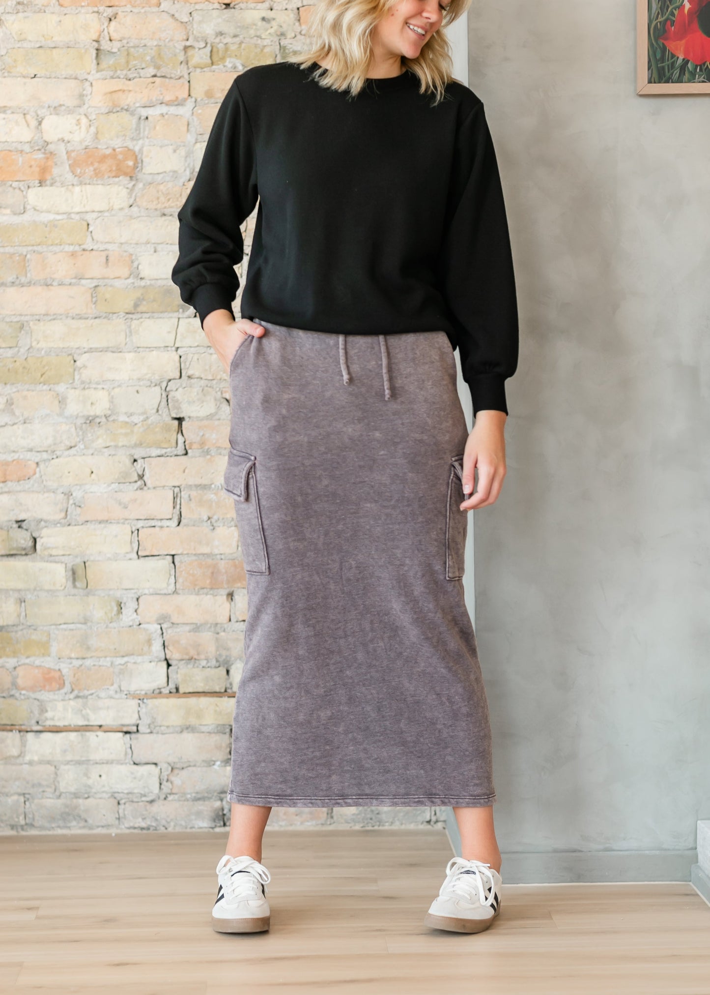 Keziah Brushed Fleece Cargo Maxi Skirt - FINAL SALE