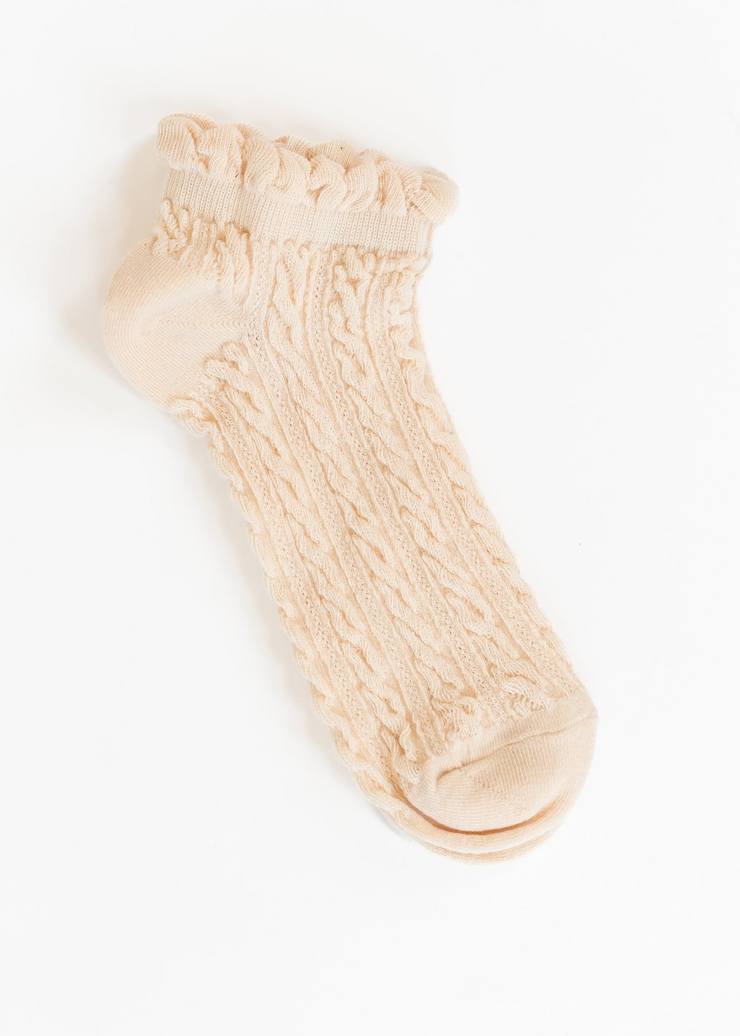 Khaki Retro Ruffle Ankle Socks