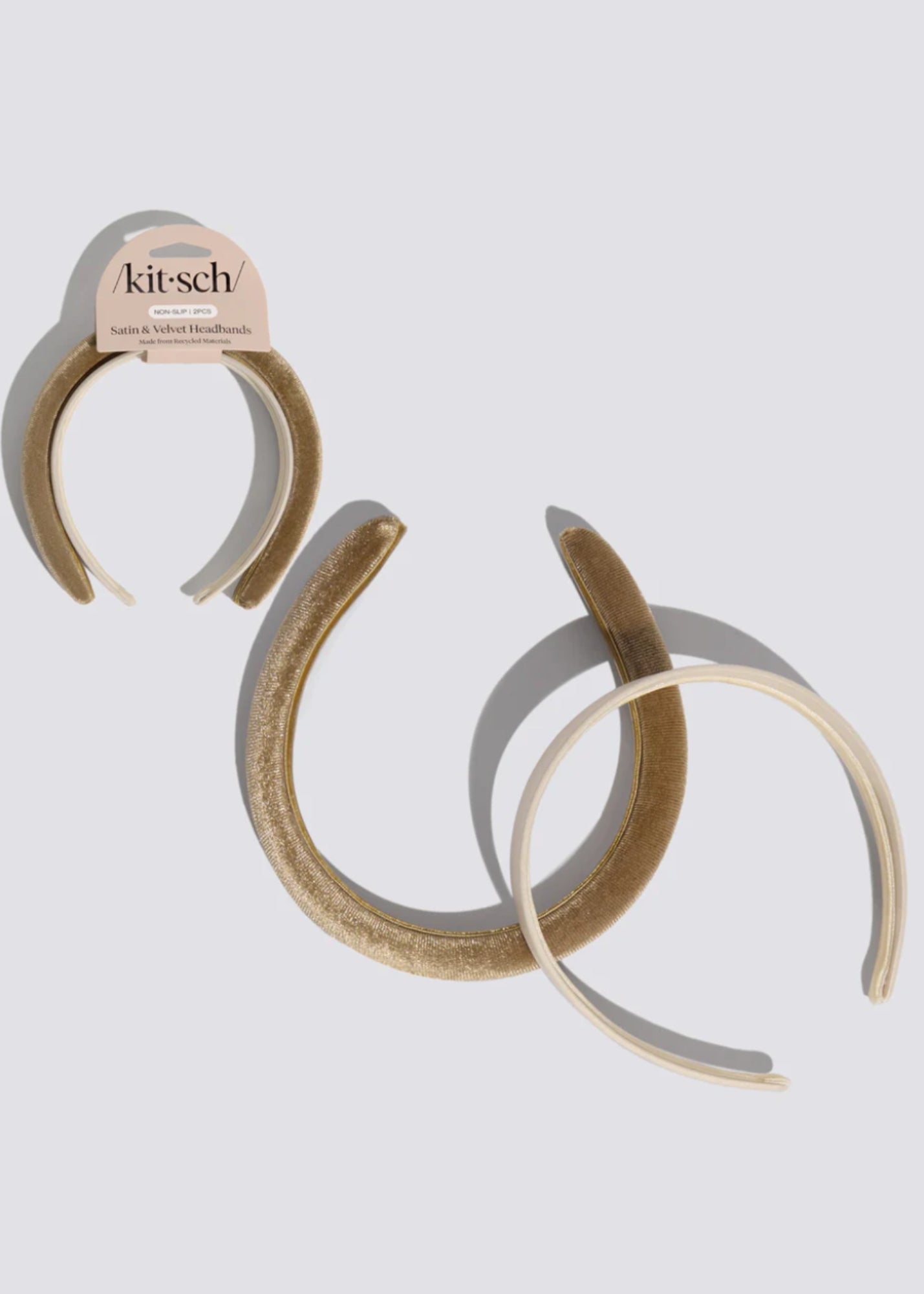 Kitsch™ Recycled Fabric Satin & Velvet Headbands 2 pc