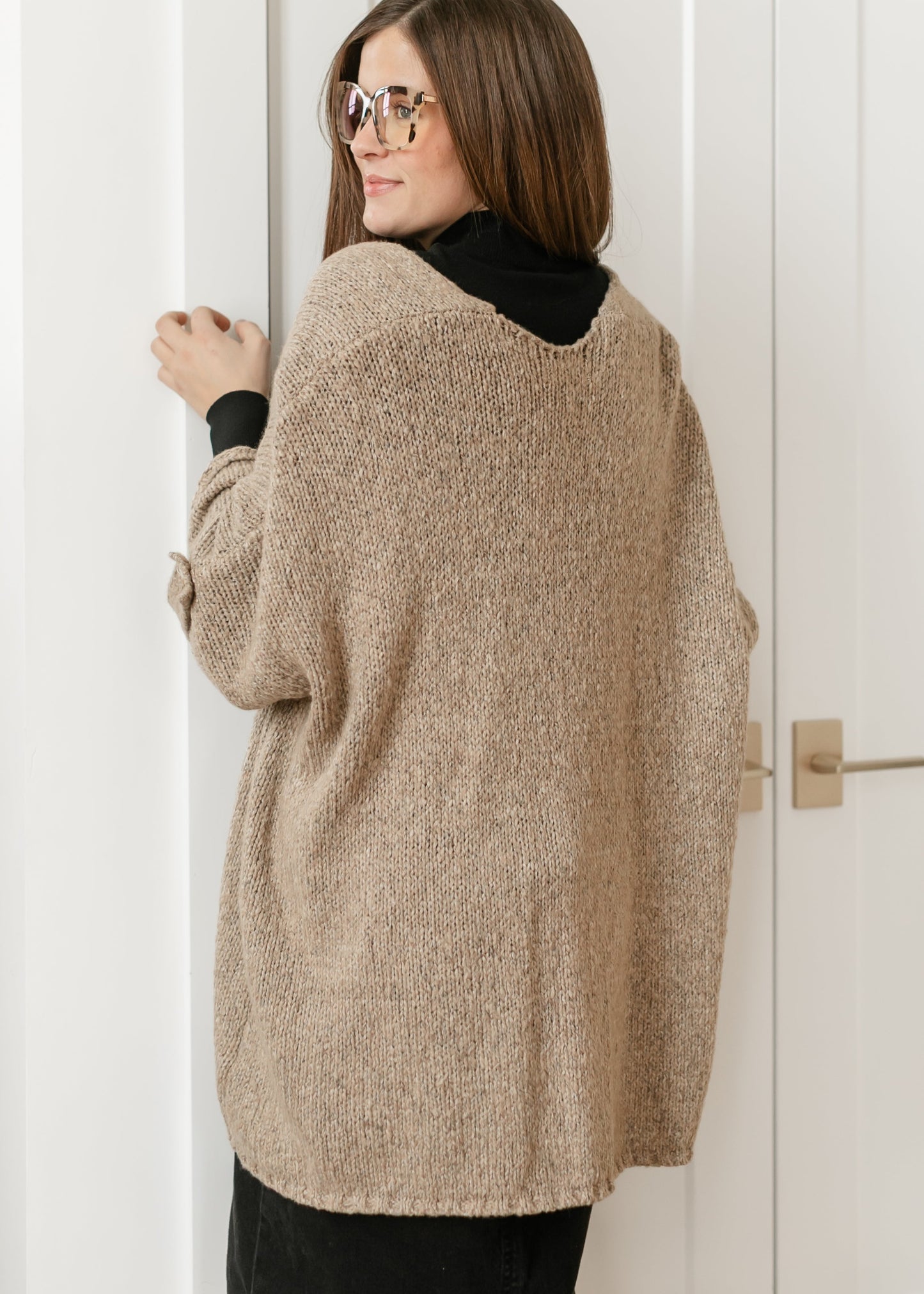 Knit Button Detail Open Cardigan