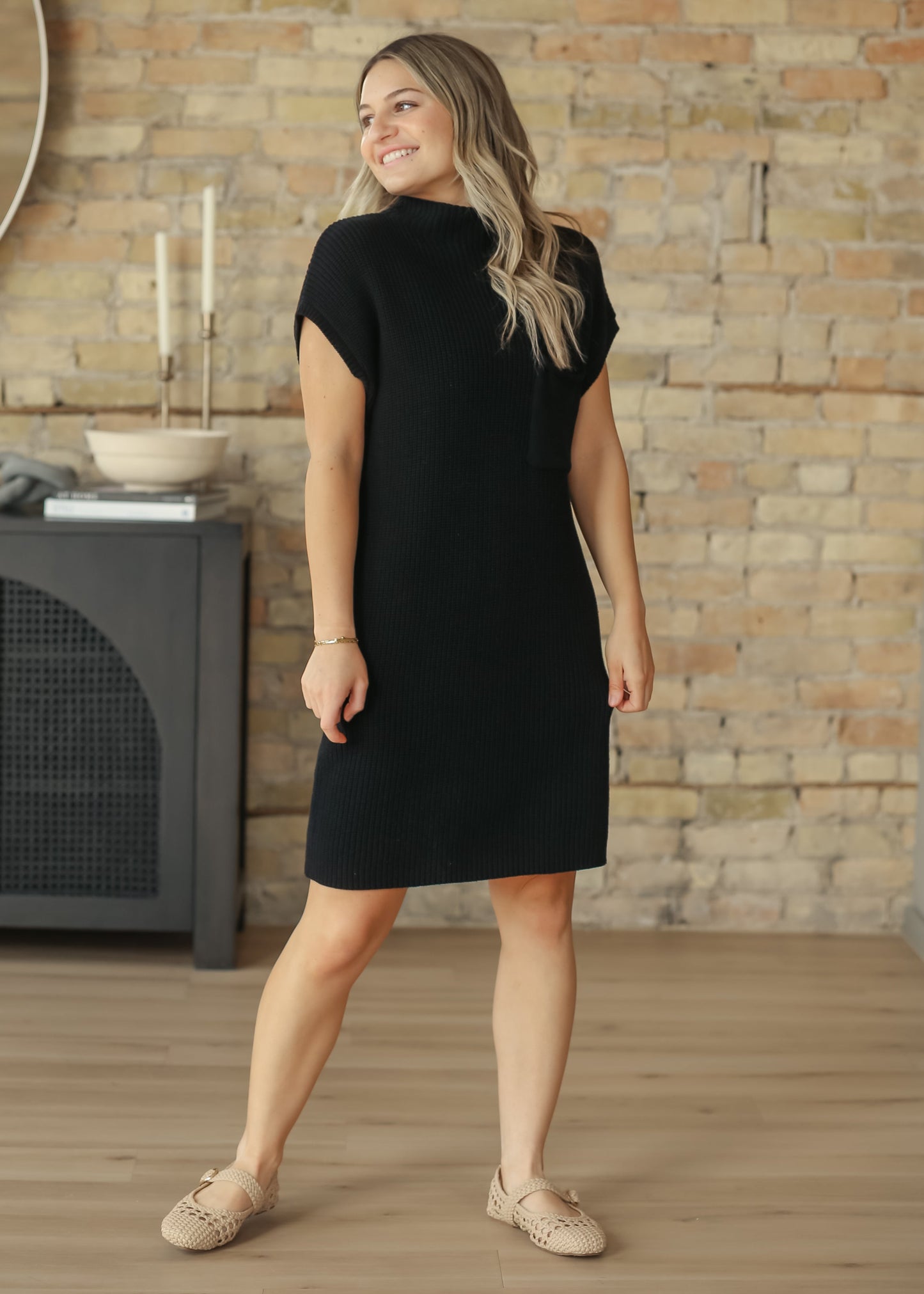 Knit Mock Neck Sweater Midi Dress - FINAL SALE