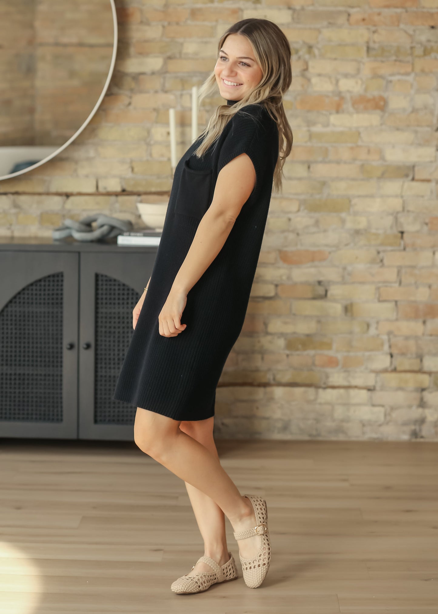 Knit Mock Neck Sweater Midi Dress - FINAL SALE