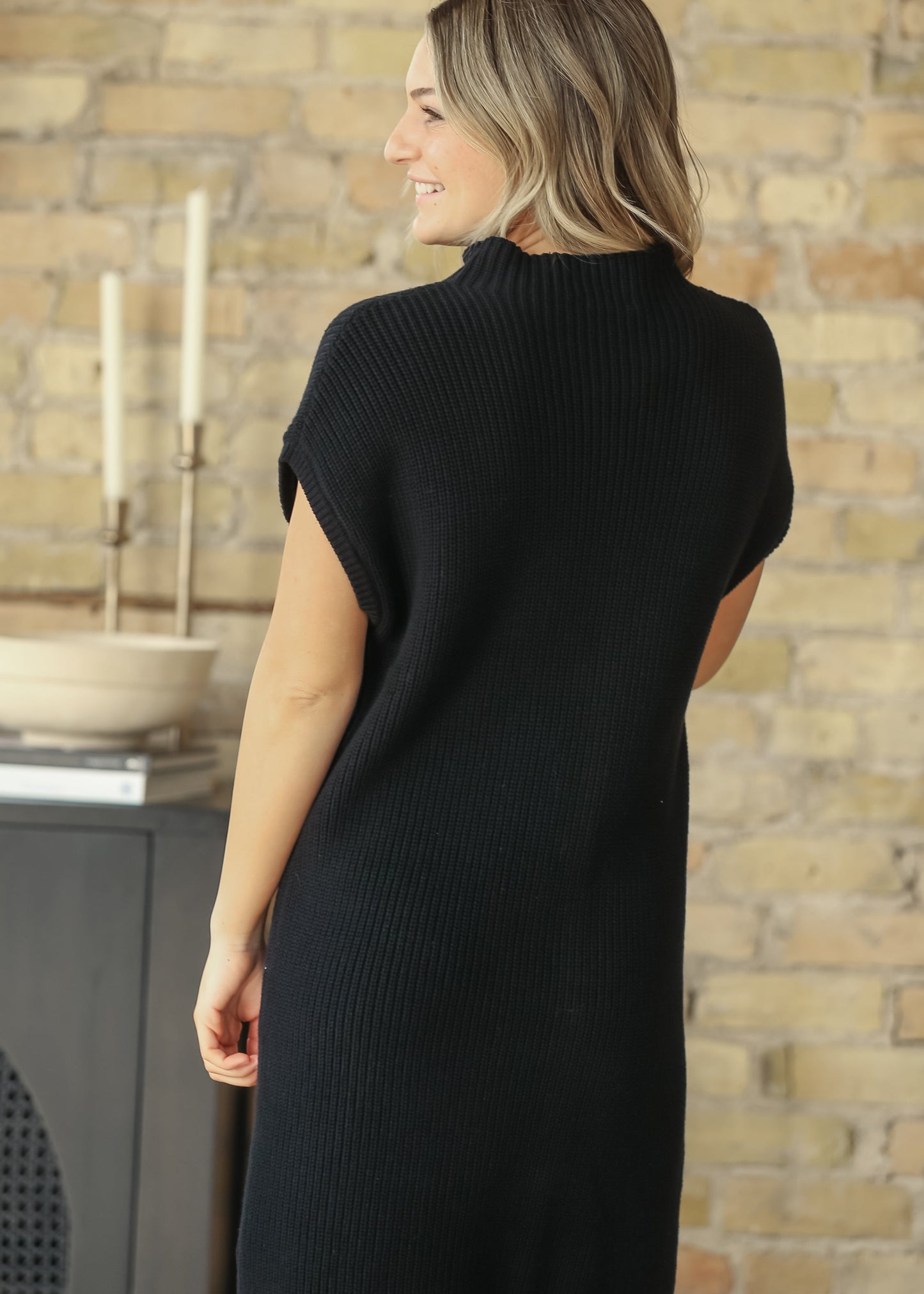 Knit Mock Neck Sweater Midi Dress - FINAL SALE