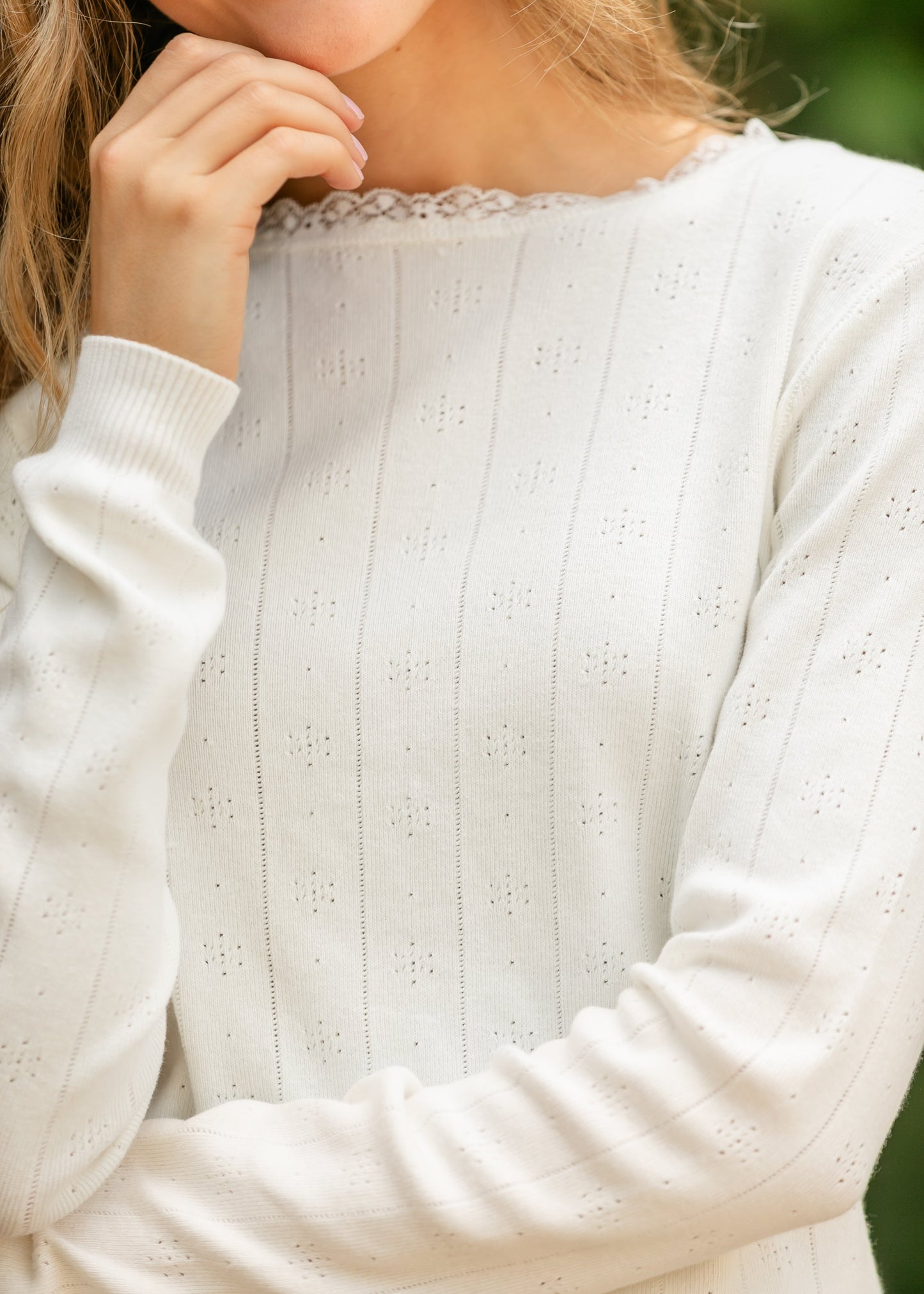 Knit Pointelle Pullover Top