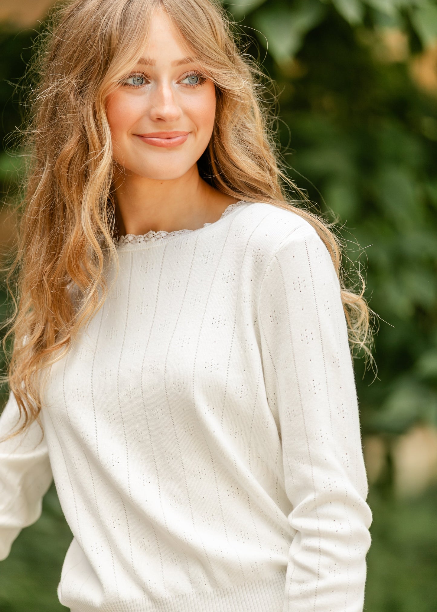 Knit Pointelle Pullover Top